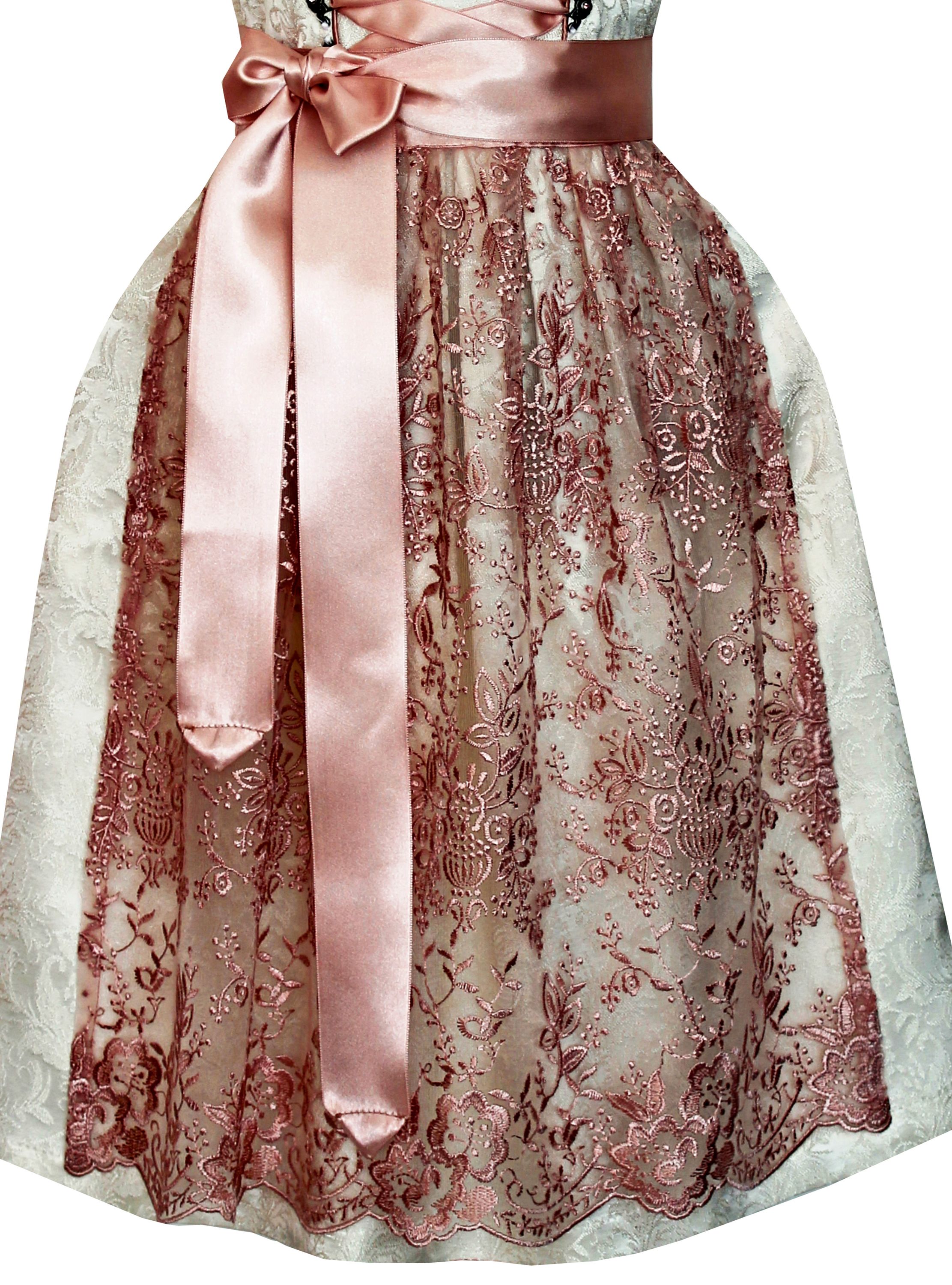 Kinderdirndl Juna in Weiß und Rosa - ALM-K802