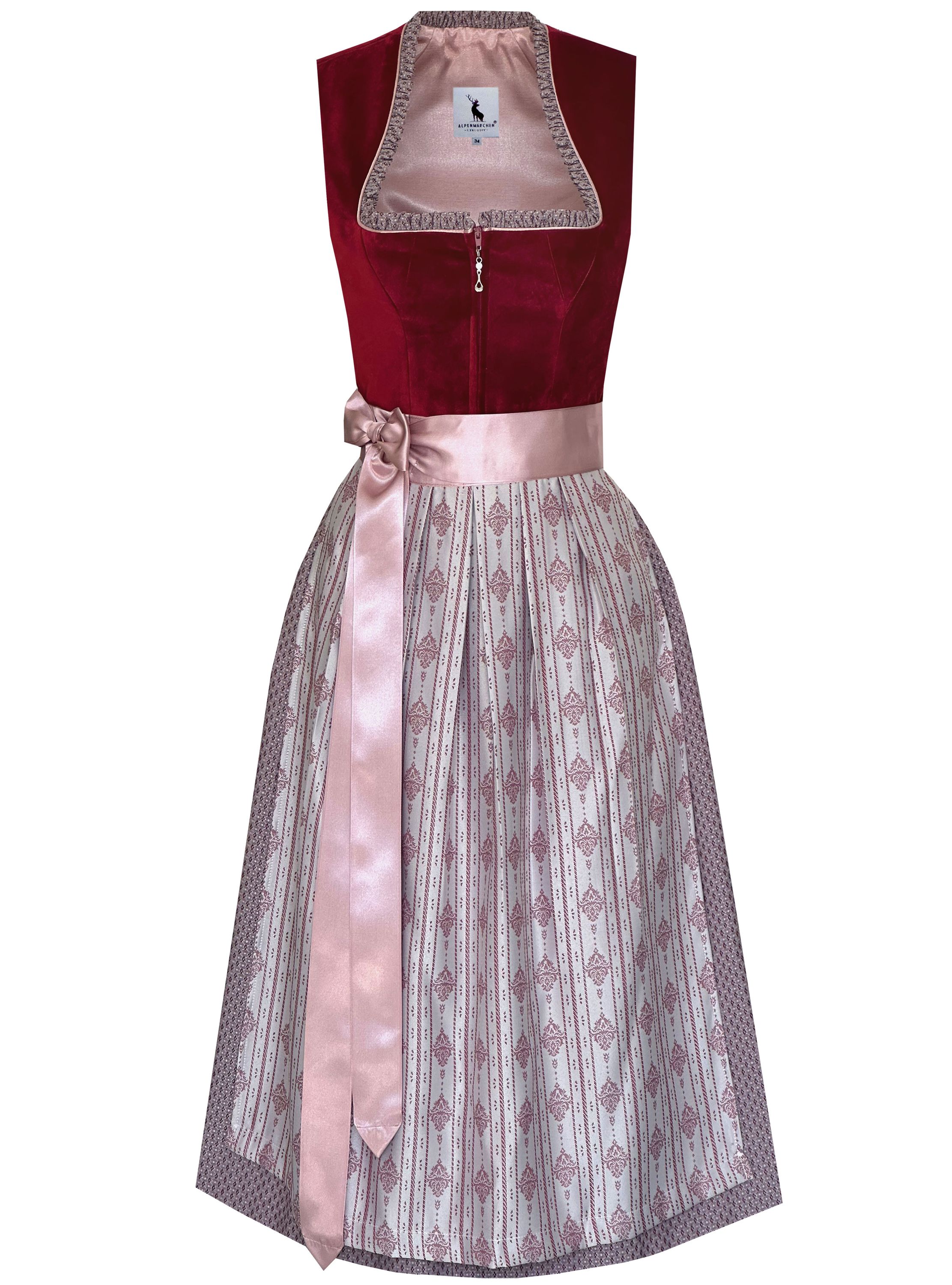 Langes Dirndl Adele in rot - ALM1024