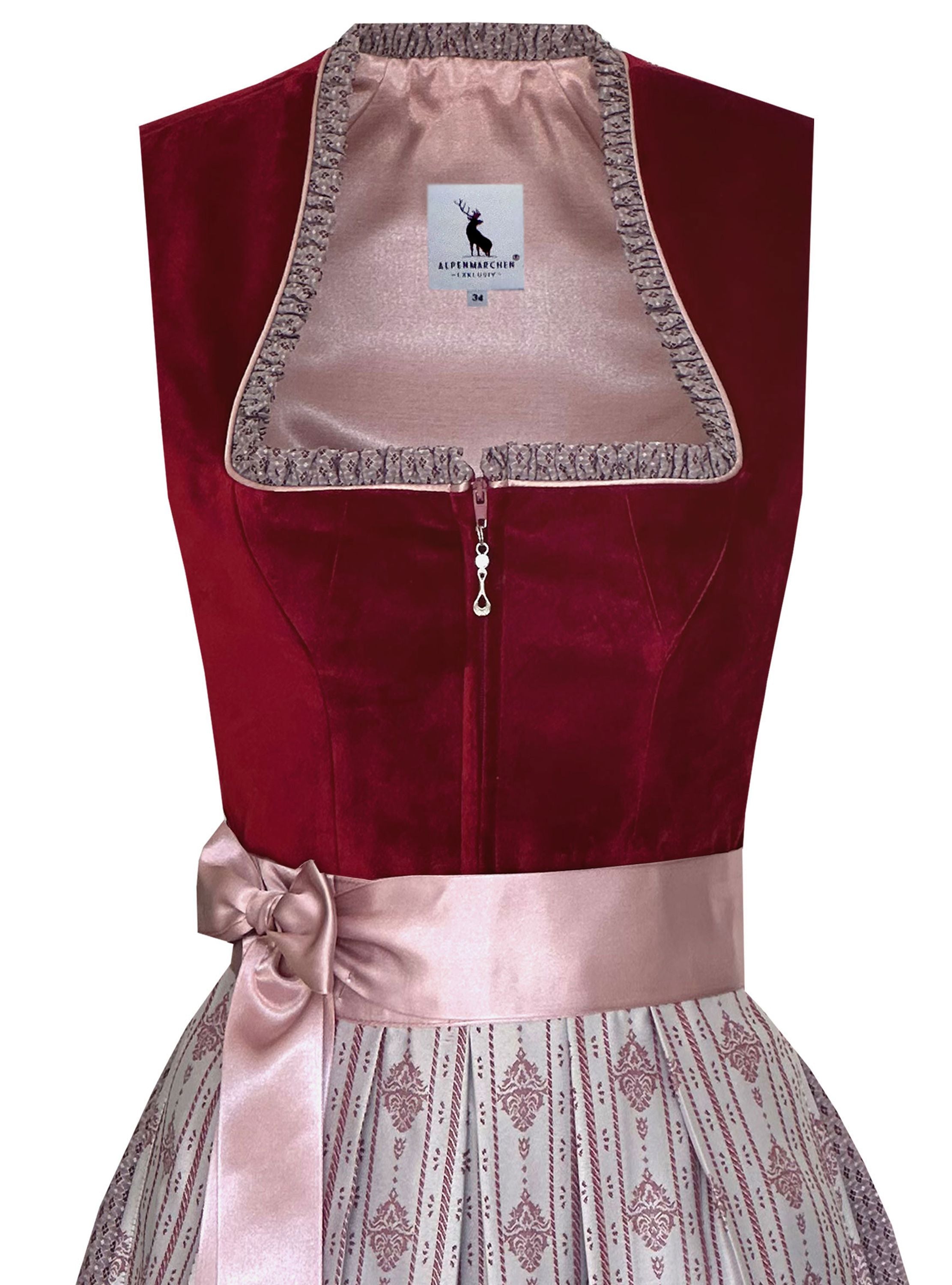 Langes Dirndl Adele in rot - ALM1024