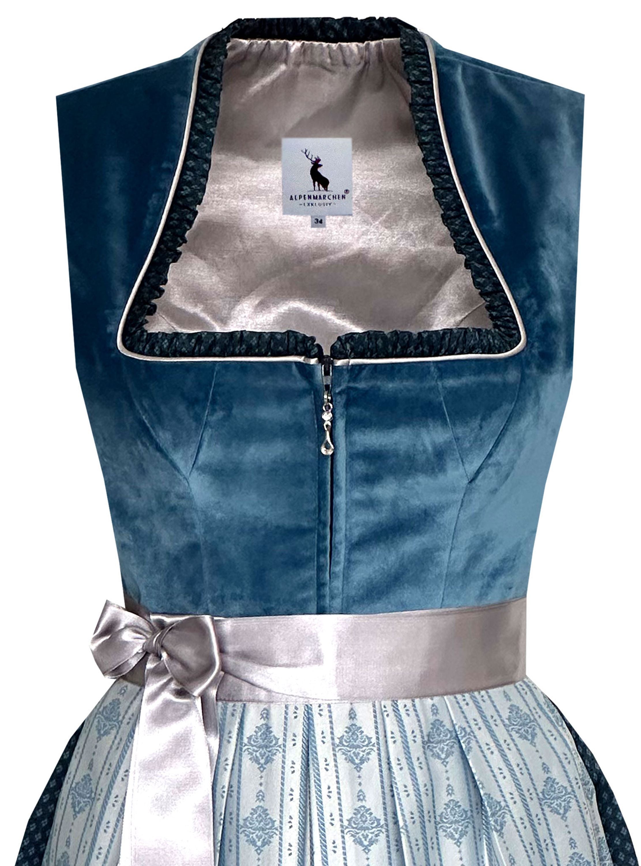 Langes Dirndl Adele in blau - ALM1027