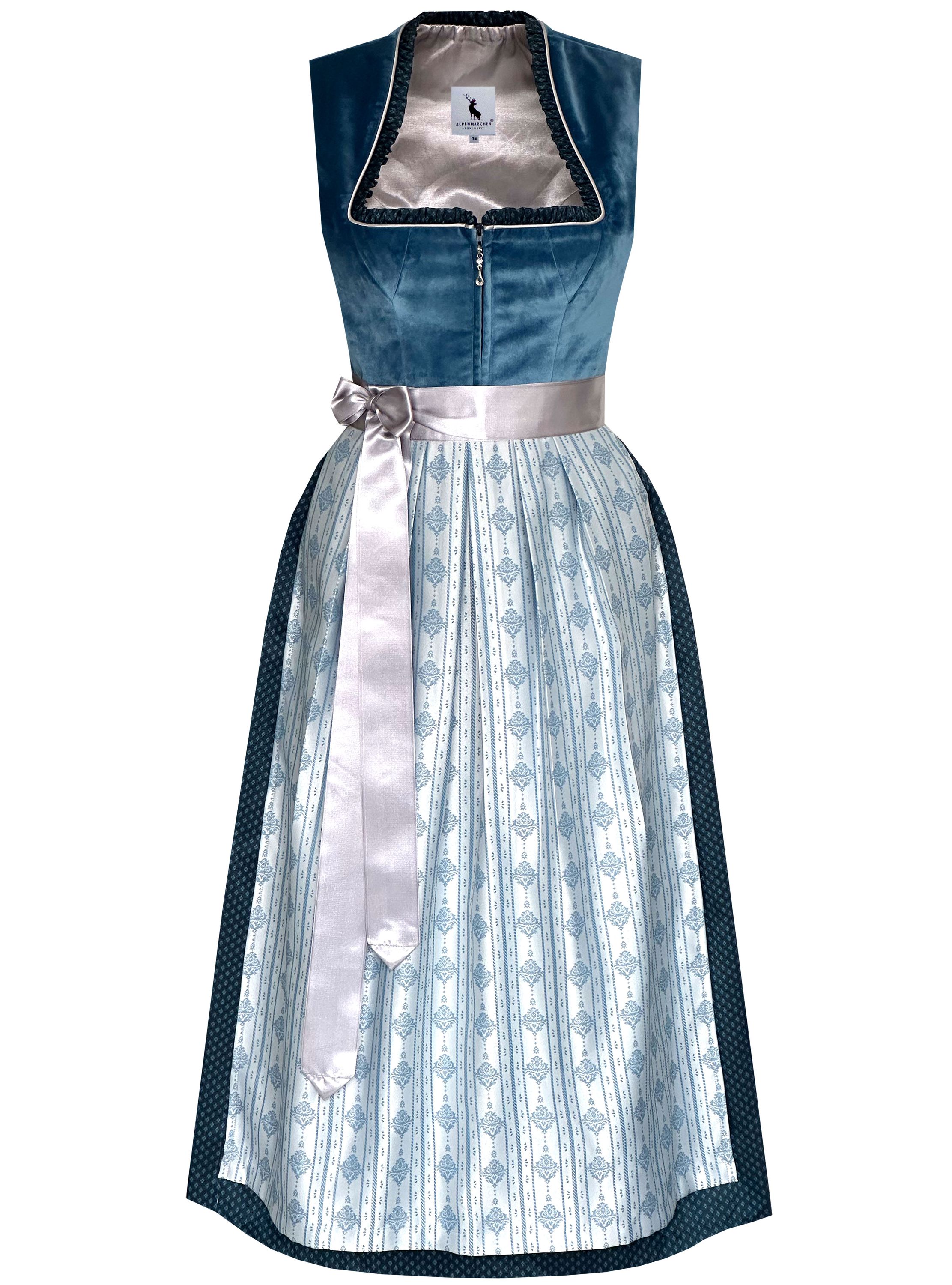 Langes Dirndl Adele in blau - ALM1027