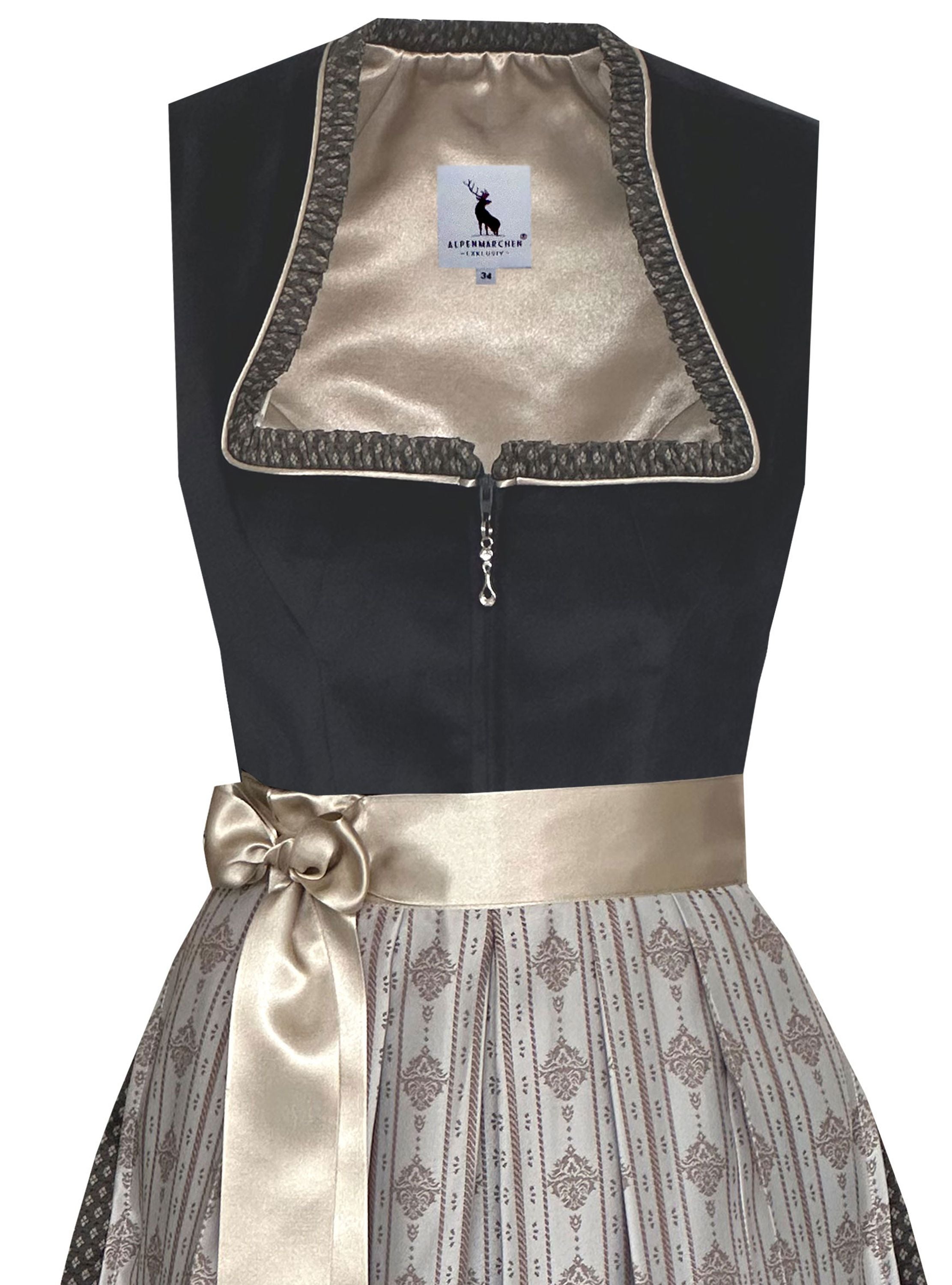 Langes Dirndl Adele in schwarz - ALM1029