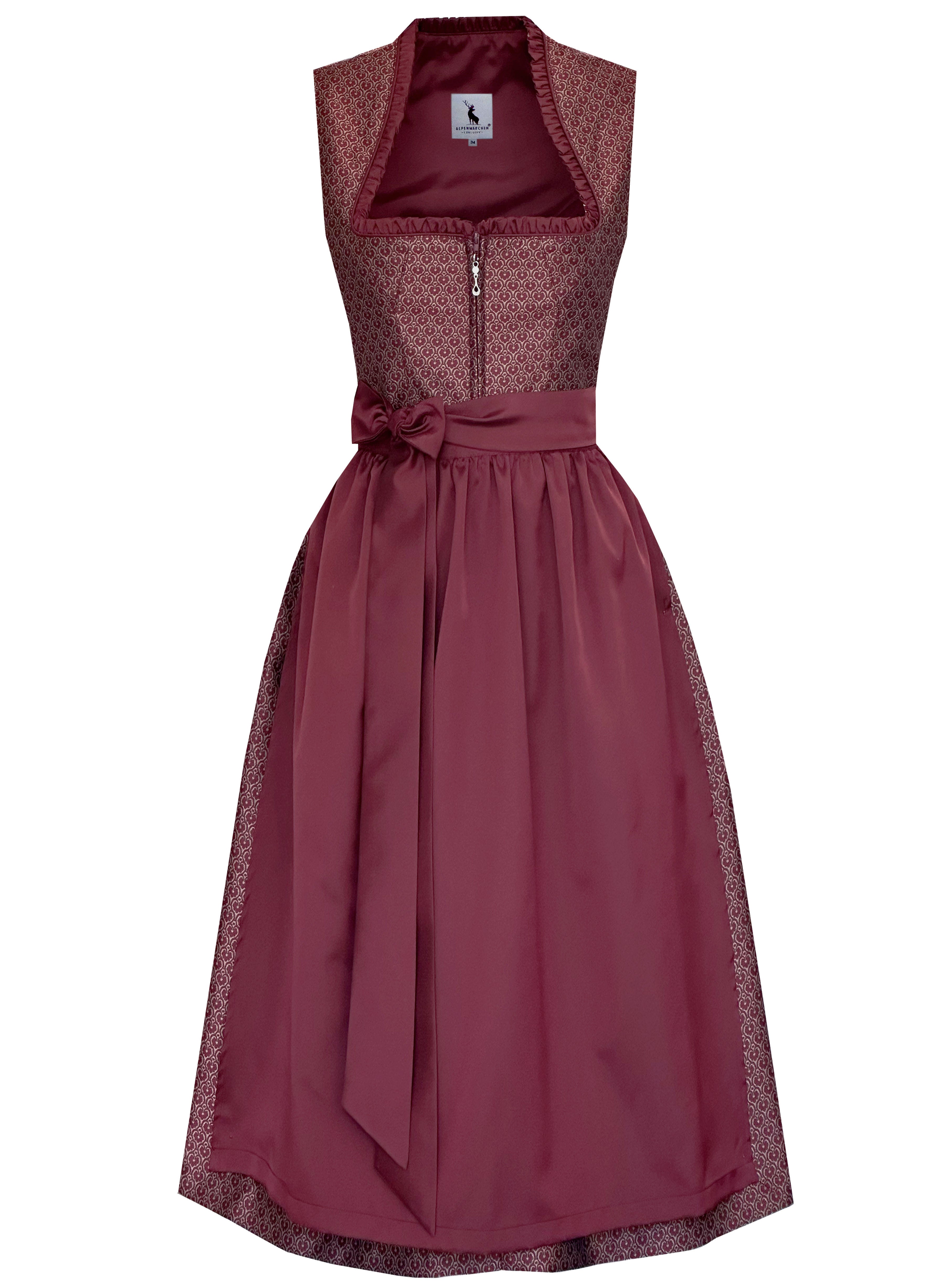 Langes Dirndl Avelina in dunkelrot - ALM1056