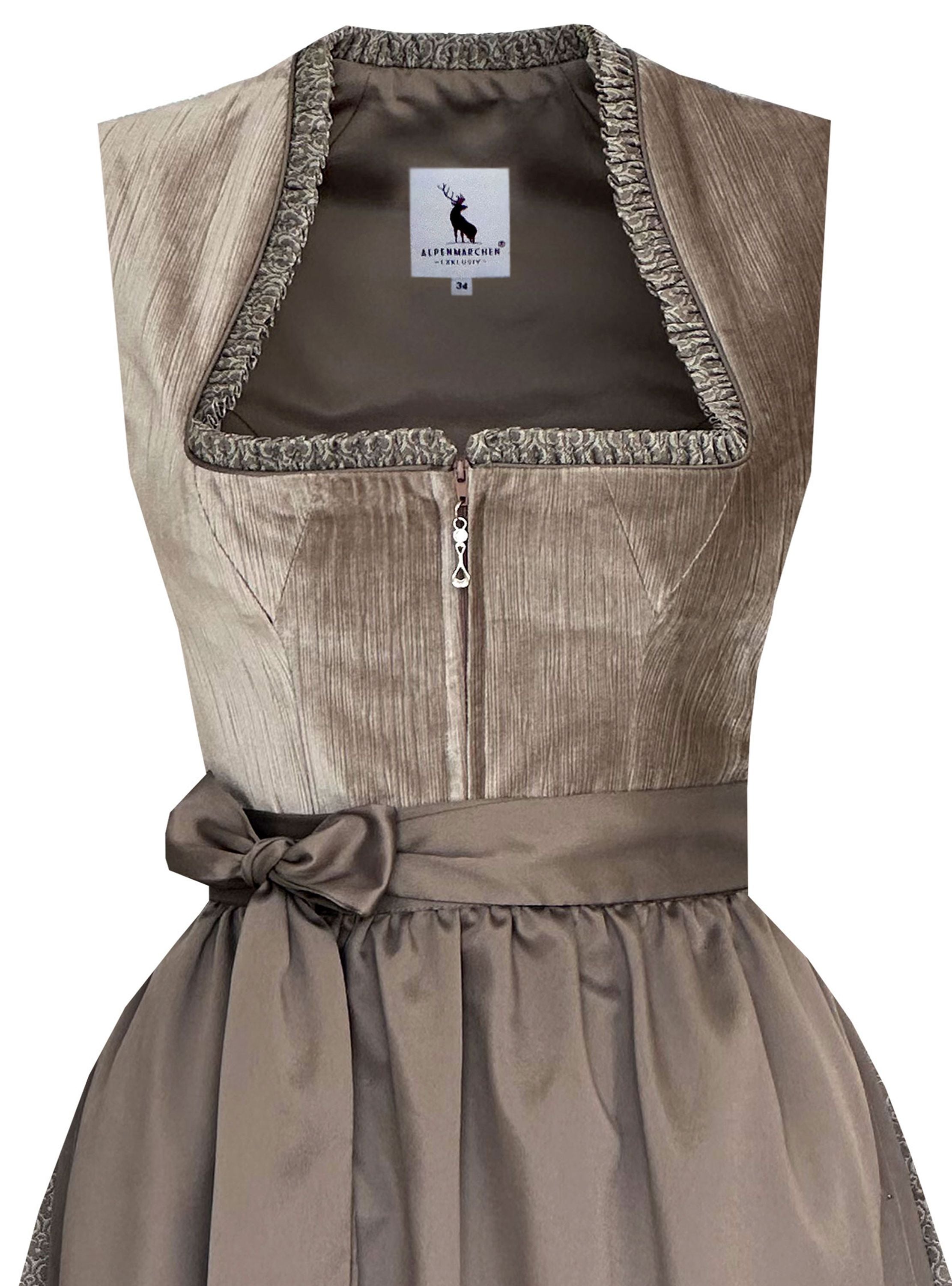 Langes Dirndl Adele in braun - ALM1076