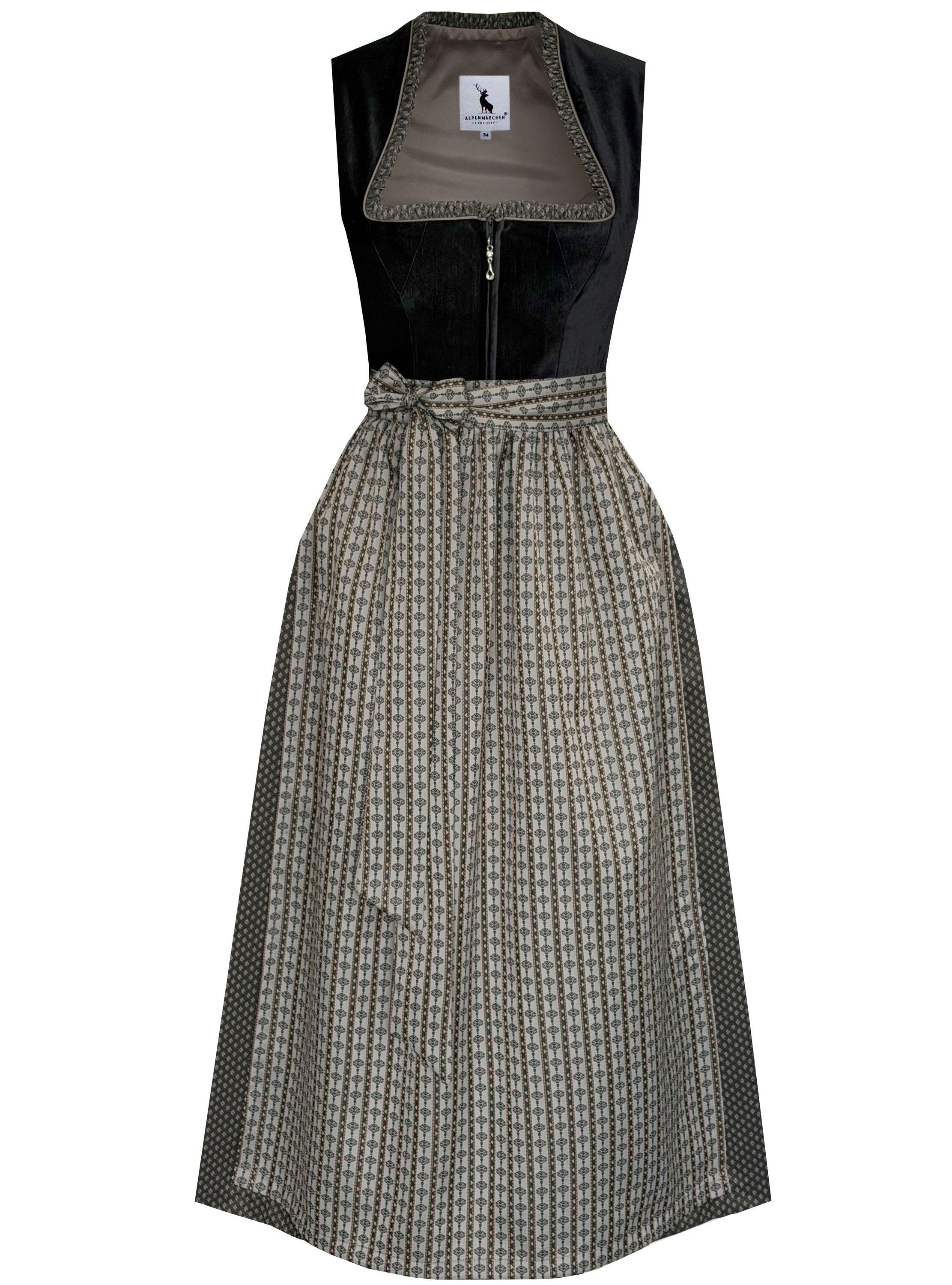 Langes Dirndl Adele in schwarz - ALM1078
