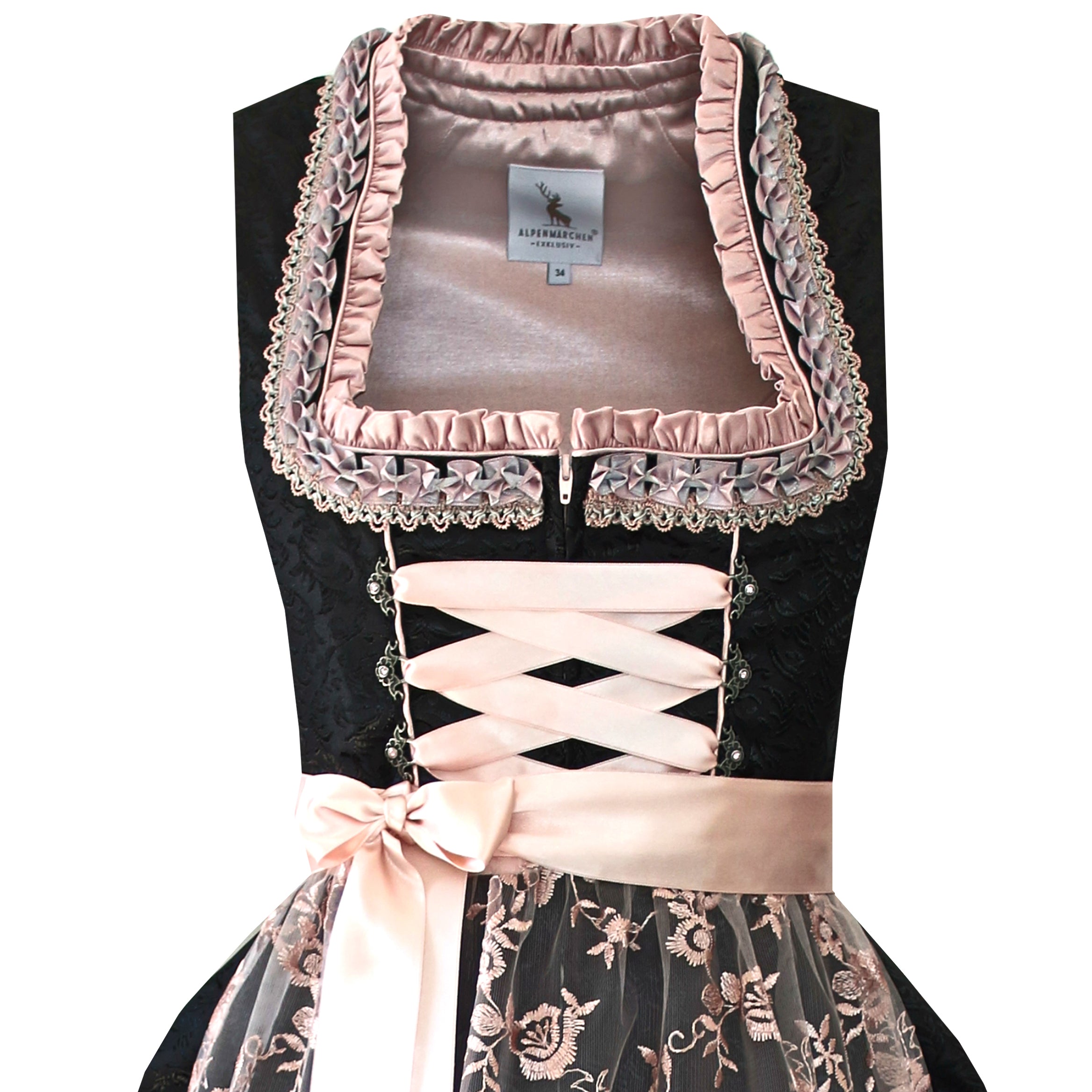 Dirndl Helene in Schwarz und Altrosa - ALM679-S
