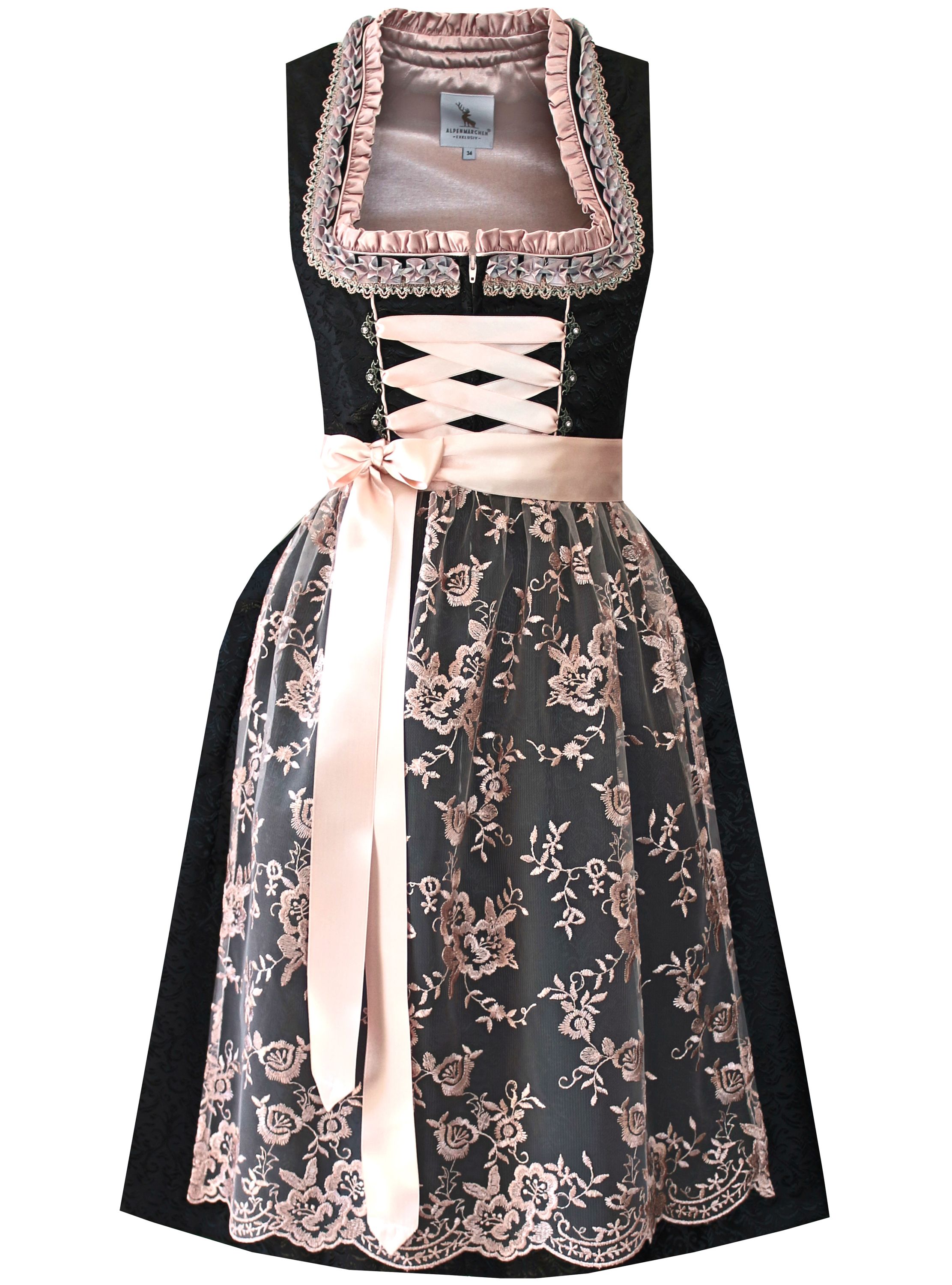 Dirndl Helene in Schwarz und Altrosa - ALM679-S