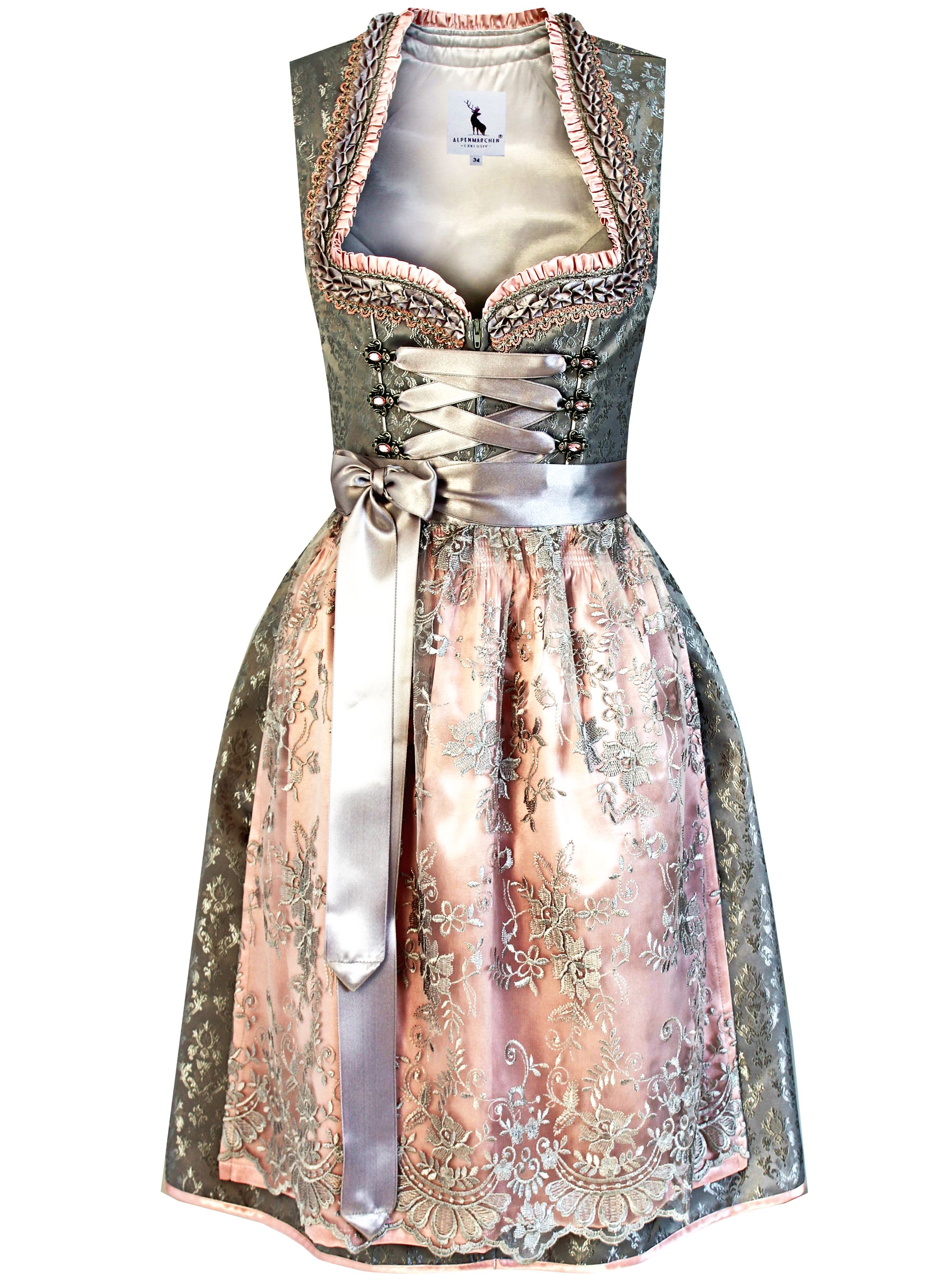 Dirndl Magdalena in grau und rosa - ALM901