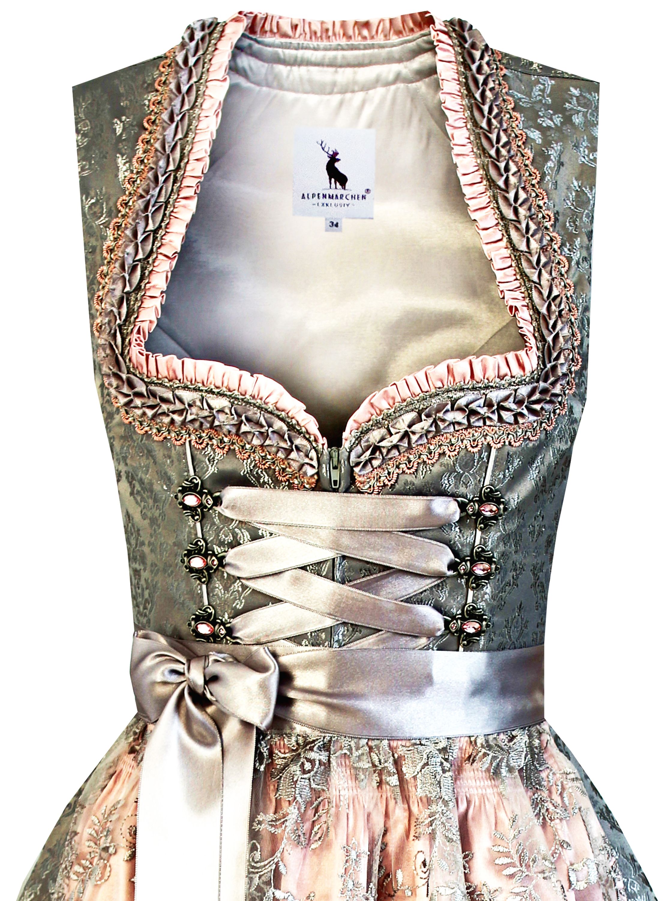 Dirndl Magdalena in grau und rosa - ALM901