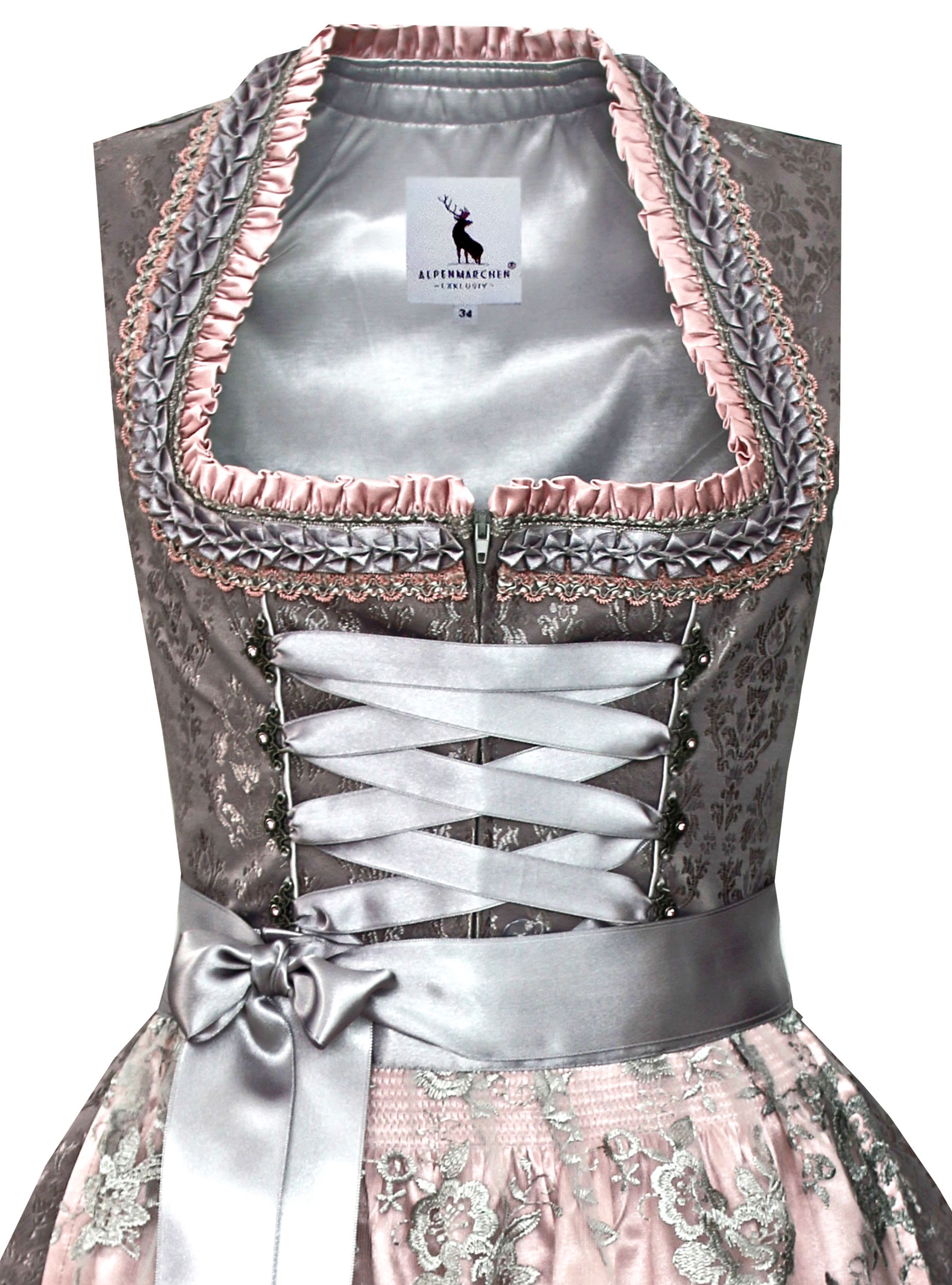 Dirndl Anni in grau und rosa - ALM903