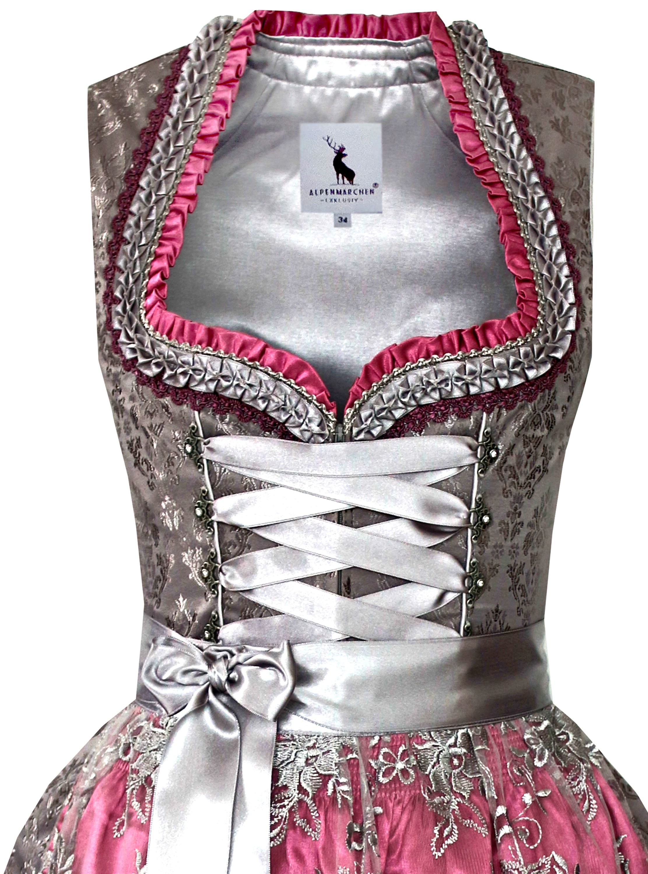Dirndl Tabea in grau und pink - ALM906