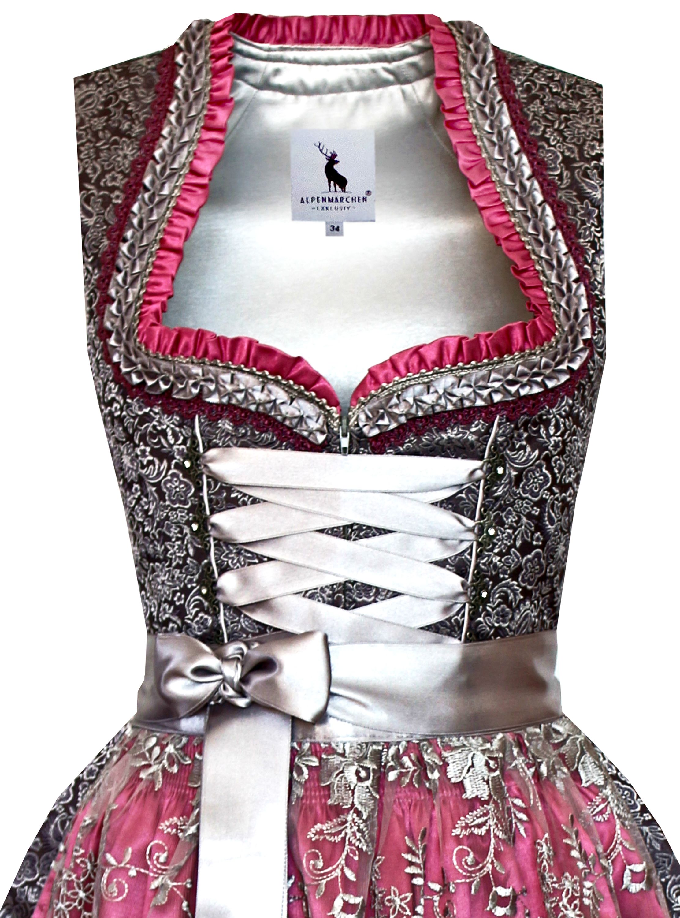 Dirndl Isabella in Grau und Pink - ALM907
