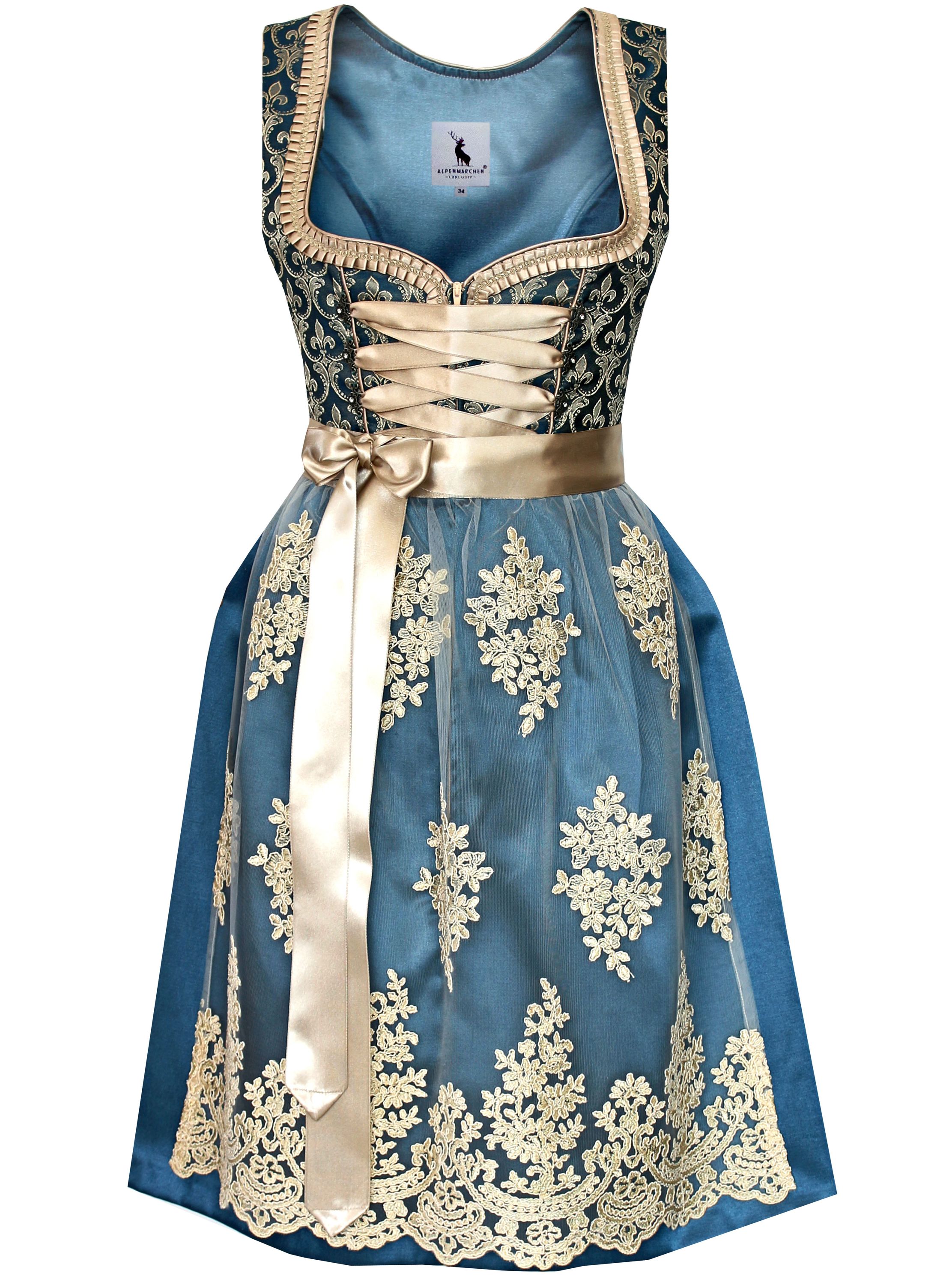 Dirndl Livia in Creme und Blau - ALM916