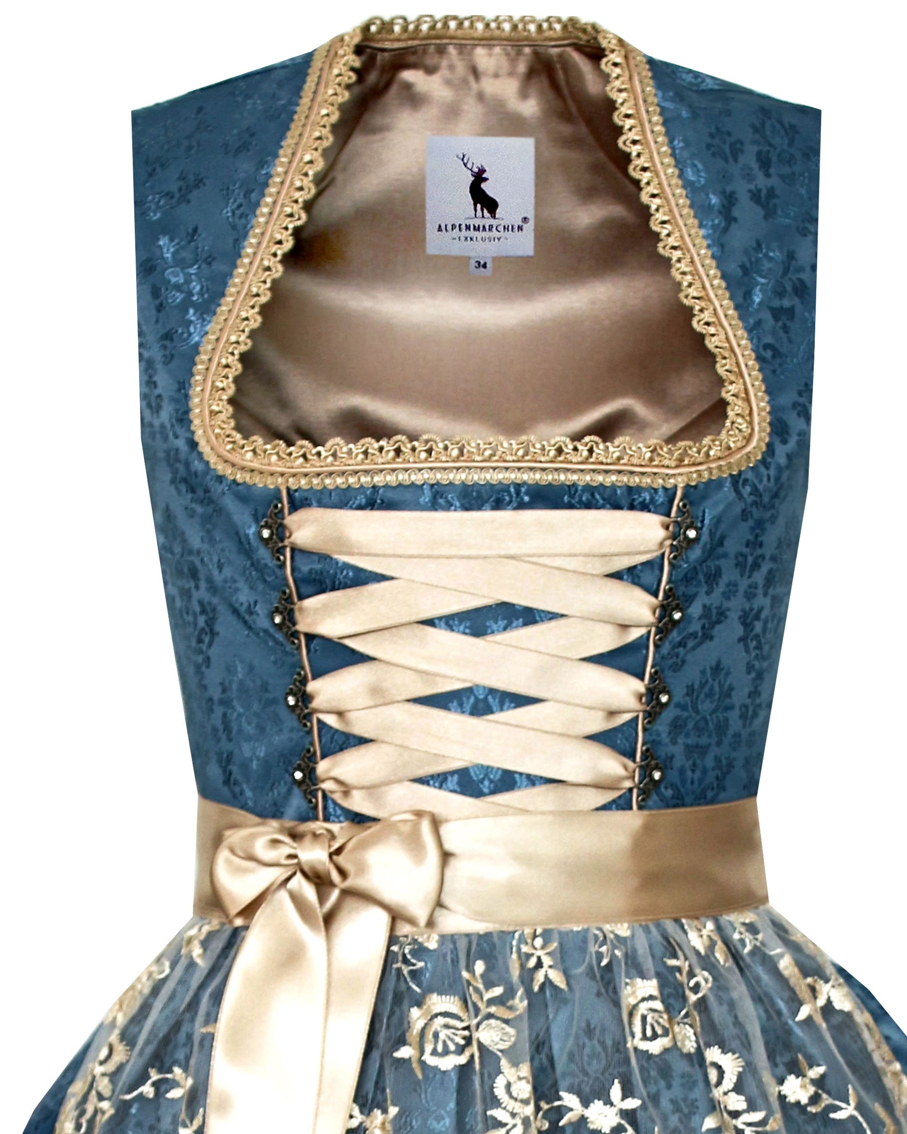 Dirndl Luna in blau und creme - ALM921