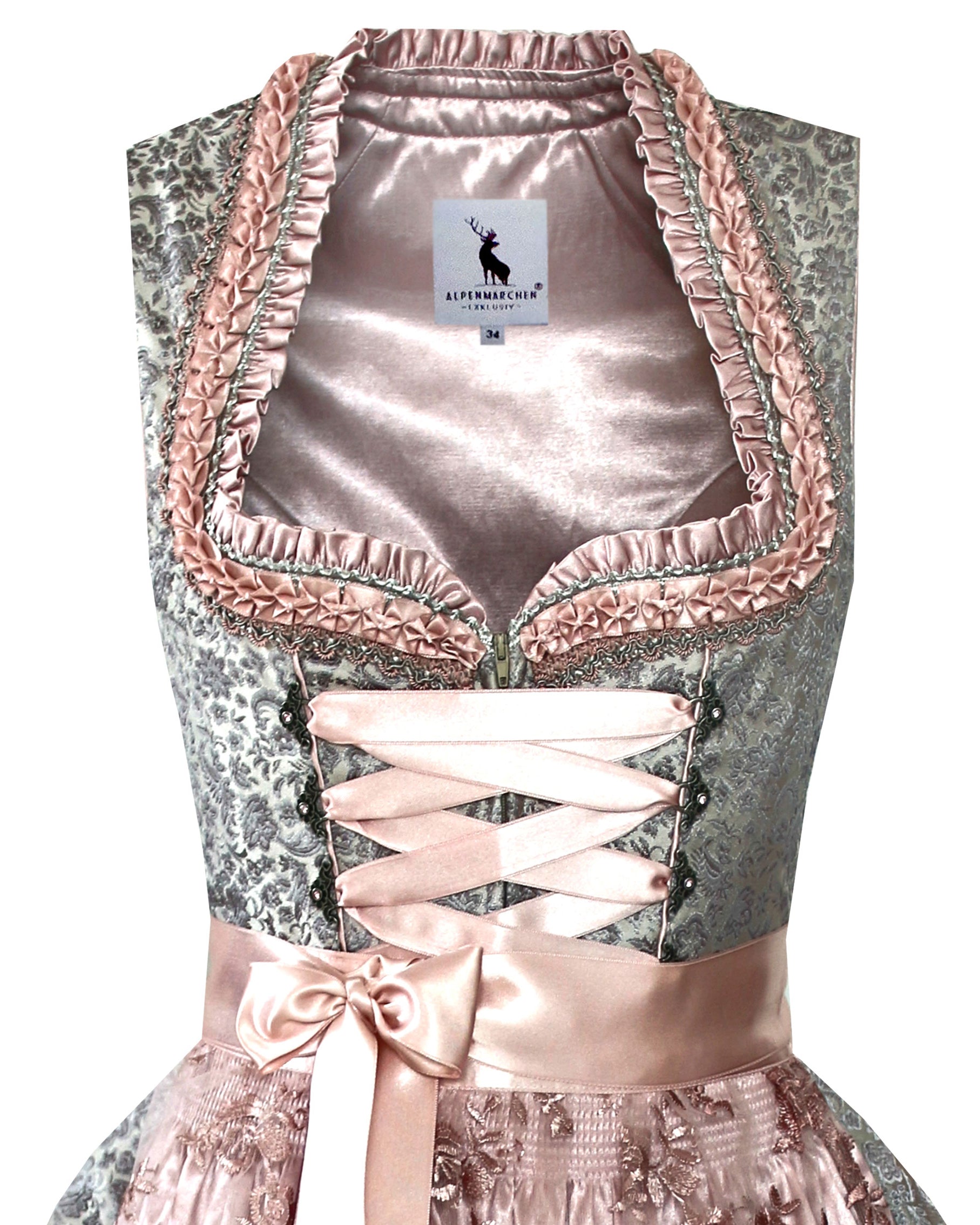 Dirndl Melina in Silber und Rosa - ALM936