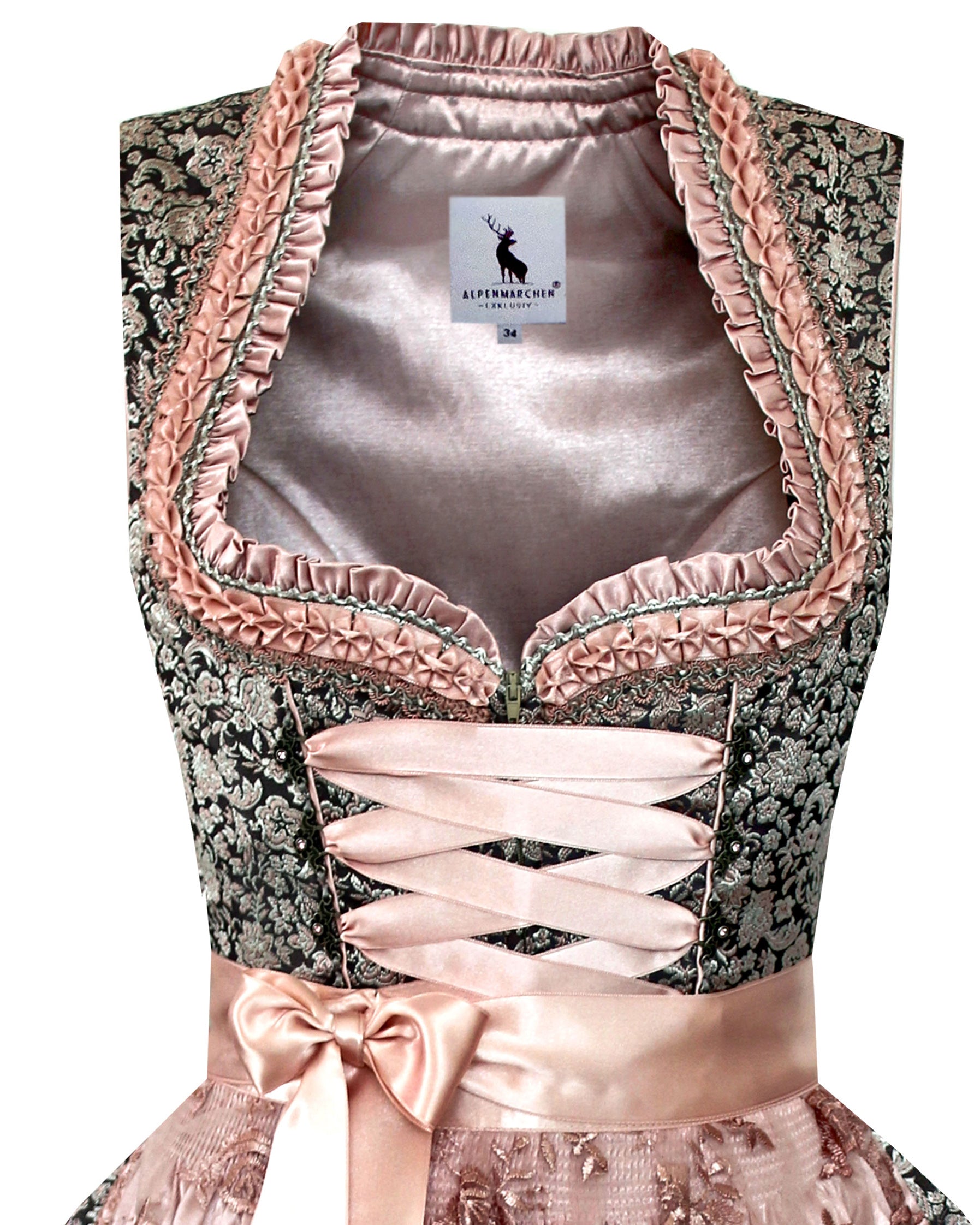 Dirndl Melina in Dunkelgrau und Rosa - ALM939