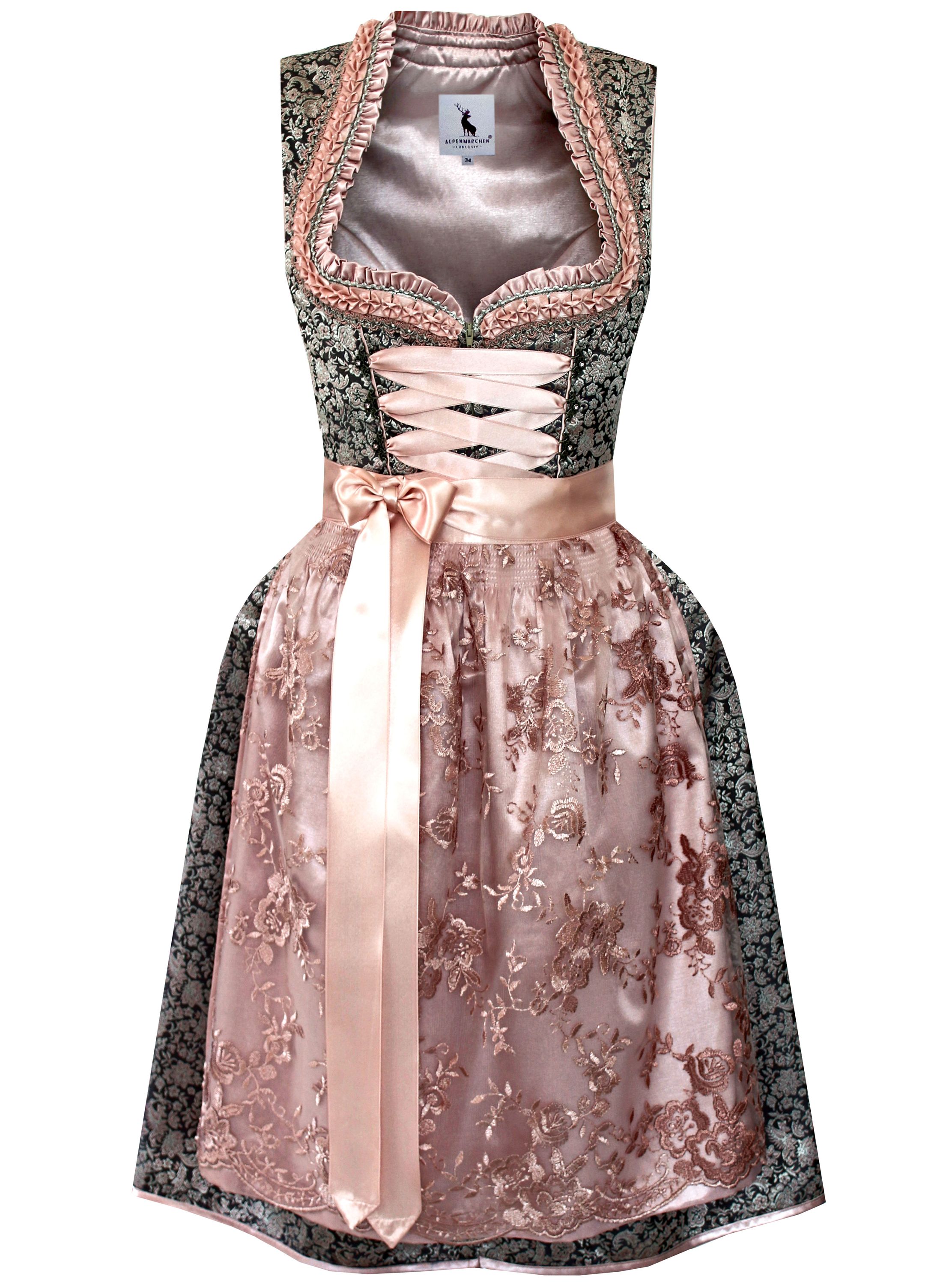 Dirndl Melina in Dunkelgrau und Rosa - ALM939