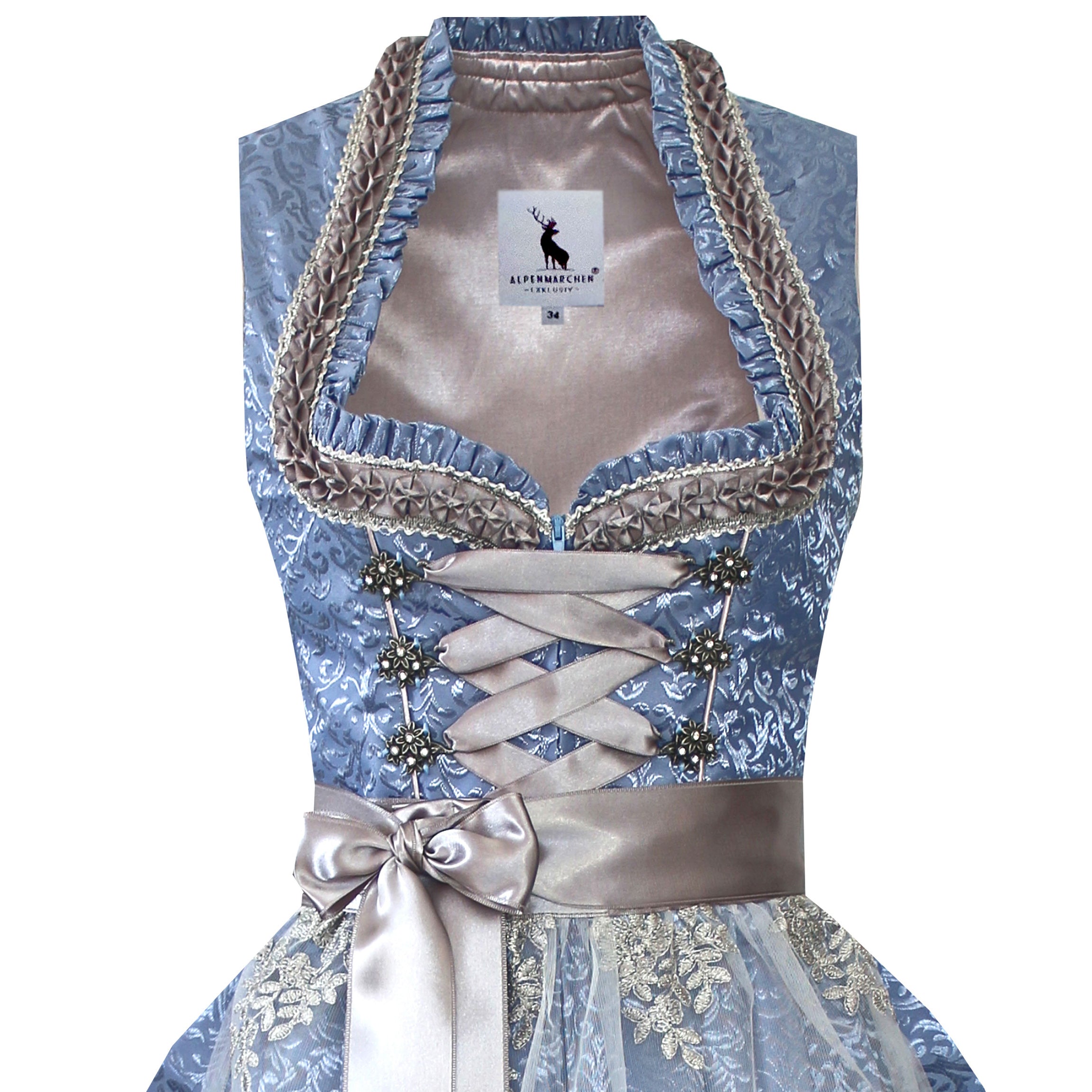 Dirndl Mirabelle in Hellblau und Silber - ALM941
