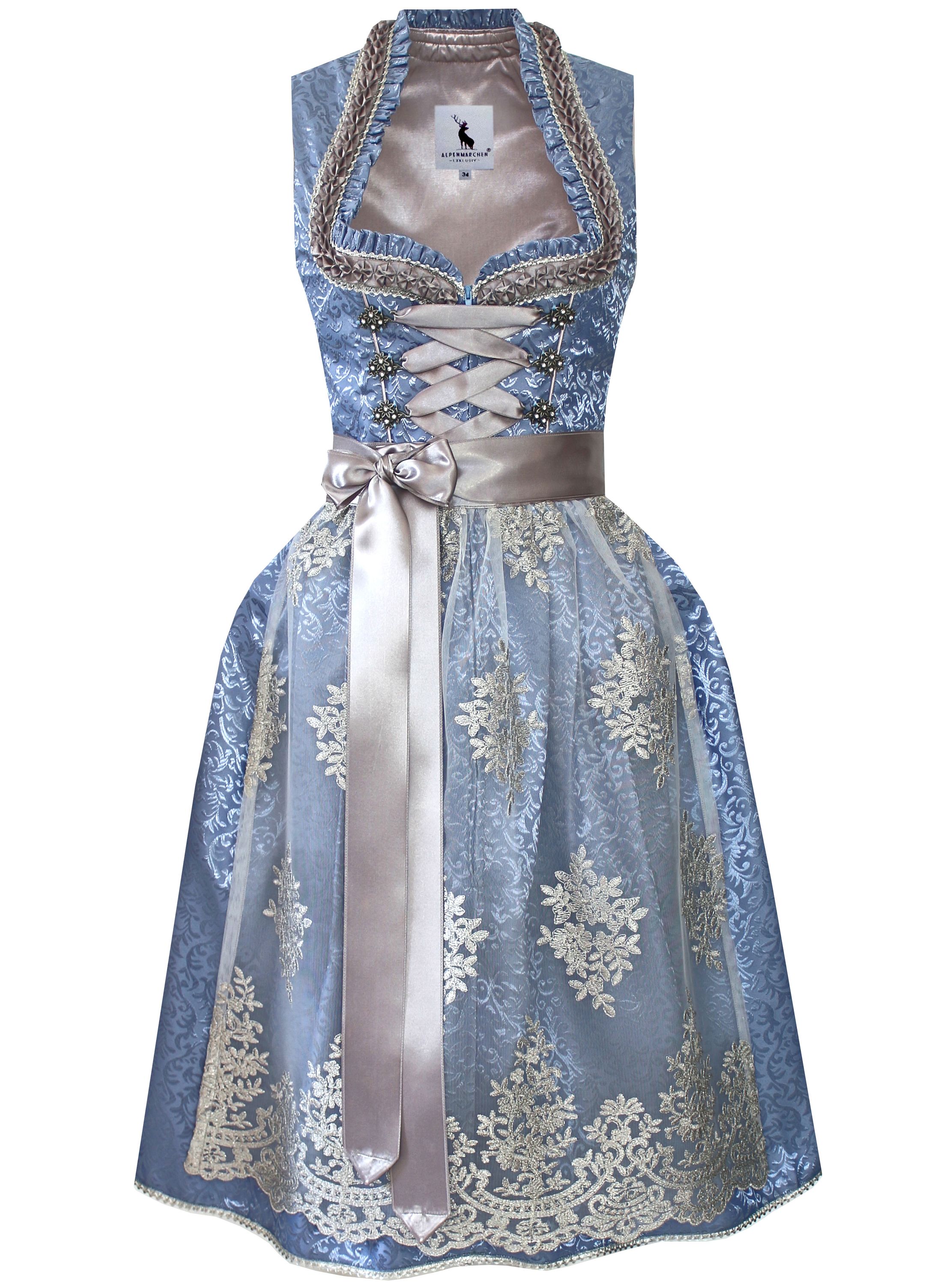 Dirndl Mirabelle in Hellblau und Silber - ALM941