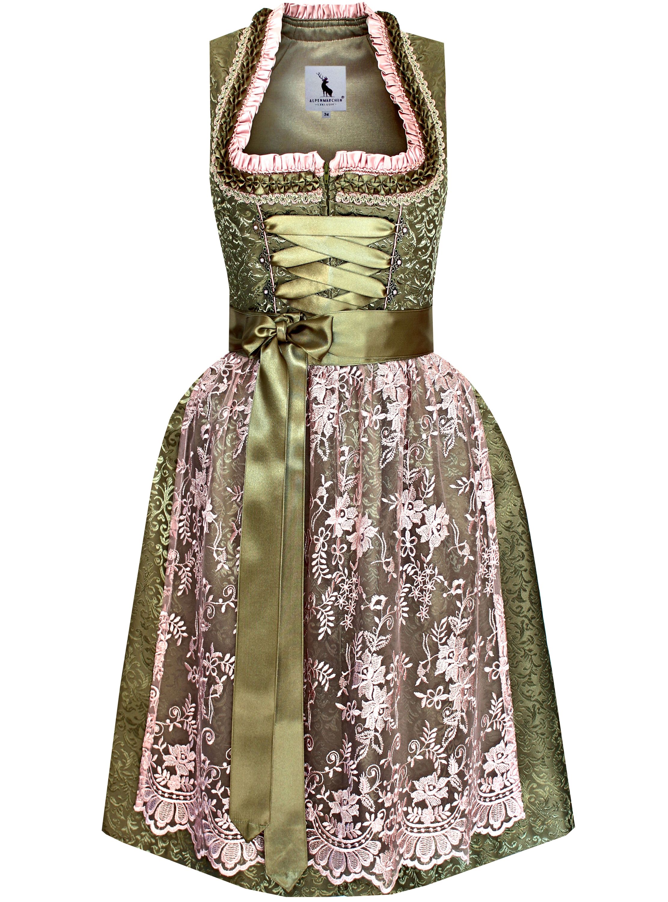 Dirndl Florentina in Grün und Rosa - ALM945