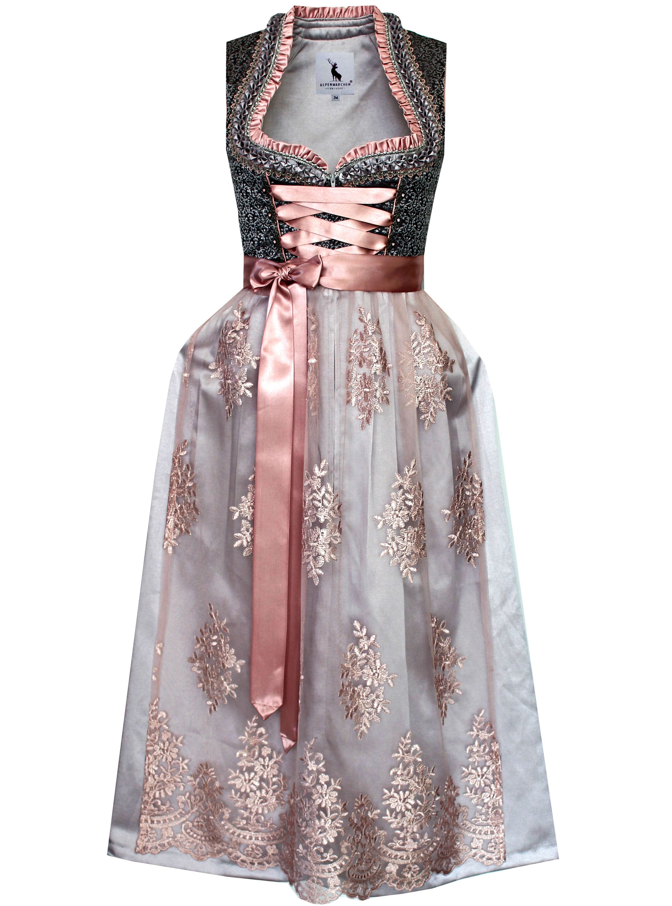 Langes Dirndl Freya in grau - ALM982