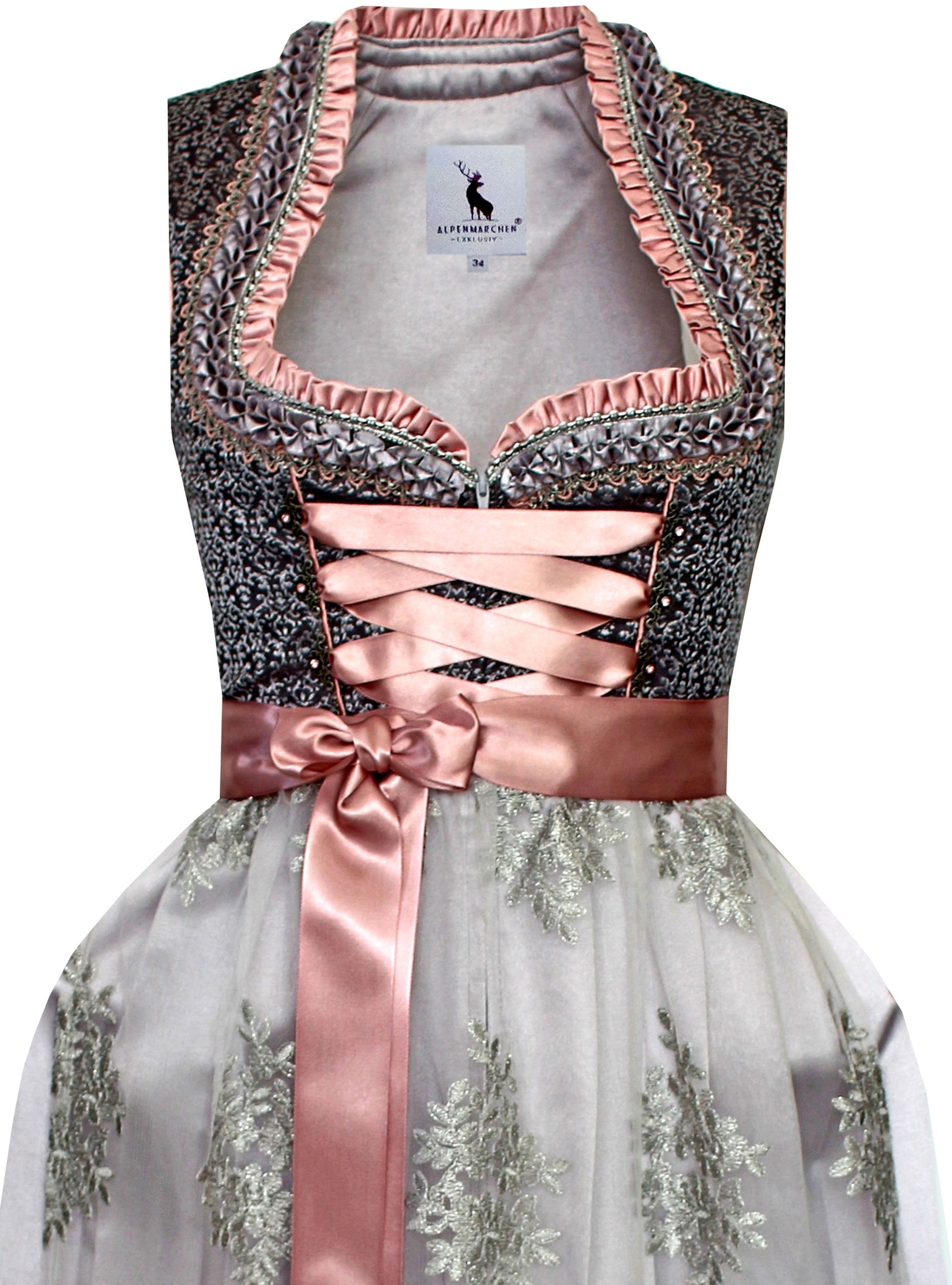 Langes Dirndl Freya in grau - ALM984