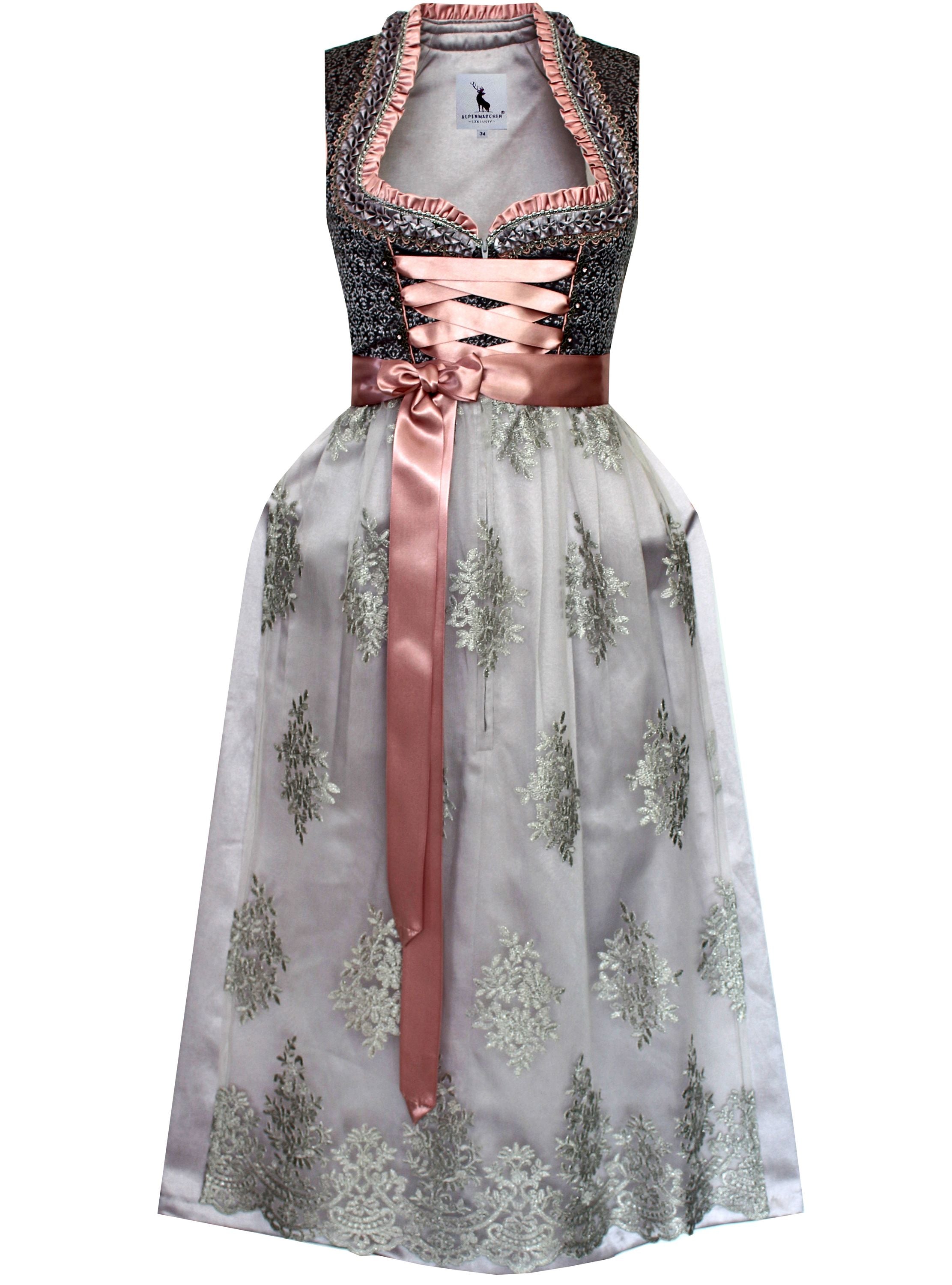 Langes Dirndl Freya in grau - ALM984