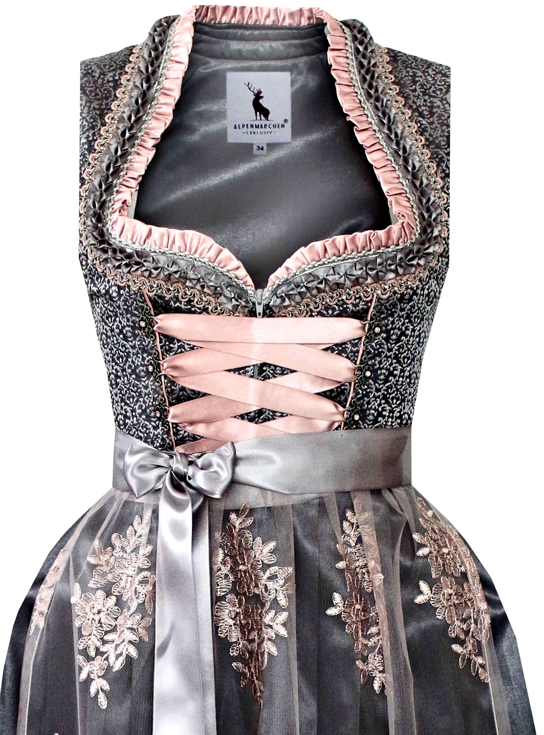 Langes Dirndl Freya in schwarz - ALM985