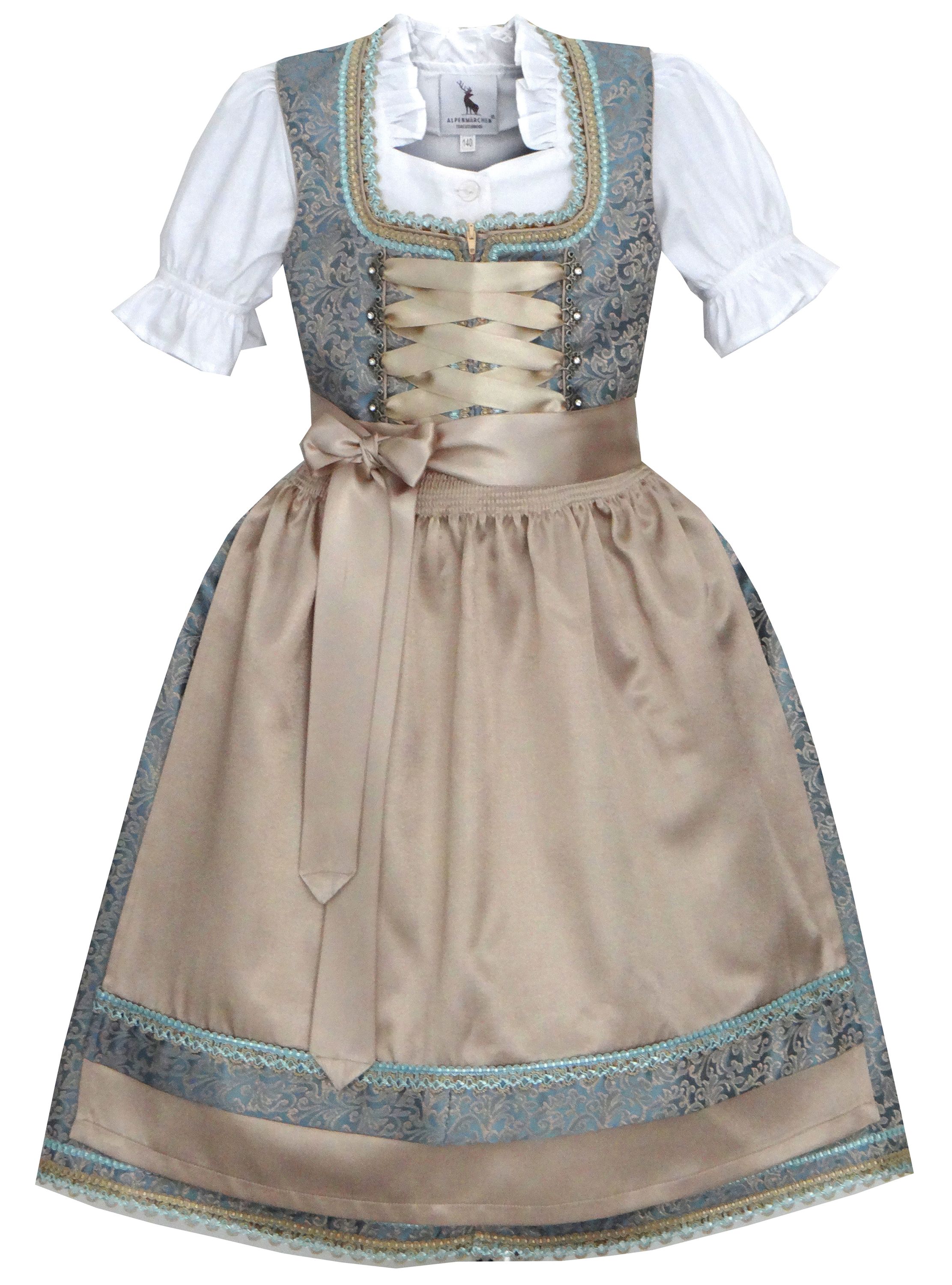 Alpenmärchen Kinderdirndl aus exklusiver Kollektion inkl. Schürze und Bluse - ALM-K105