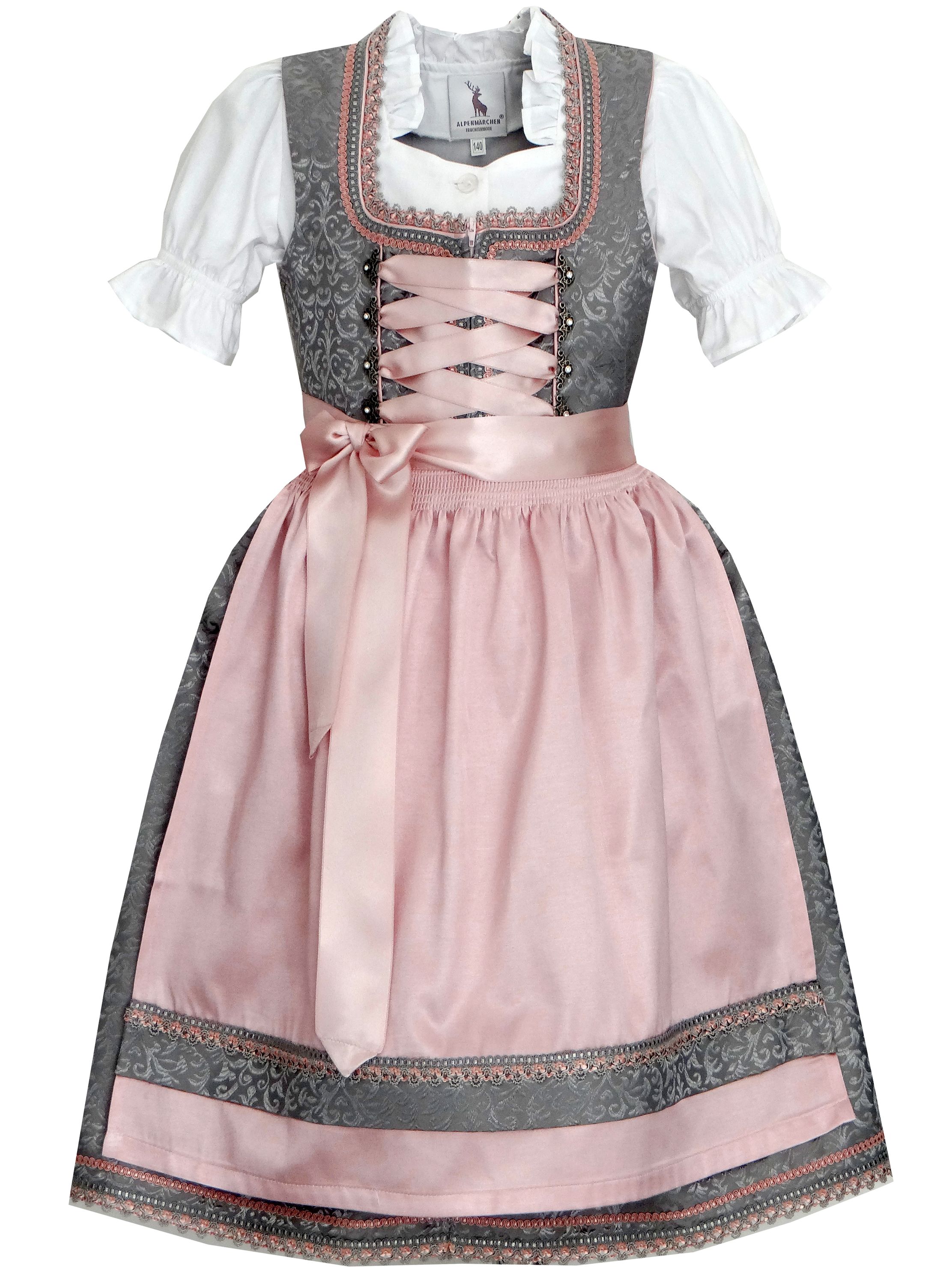 Alpenmärchen Kinderdirndl aus exklusiver Kollektion inkl. Schürze und Bluse - ALM-K665