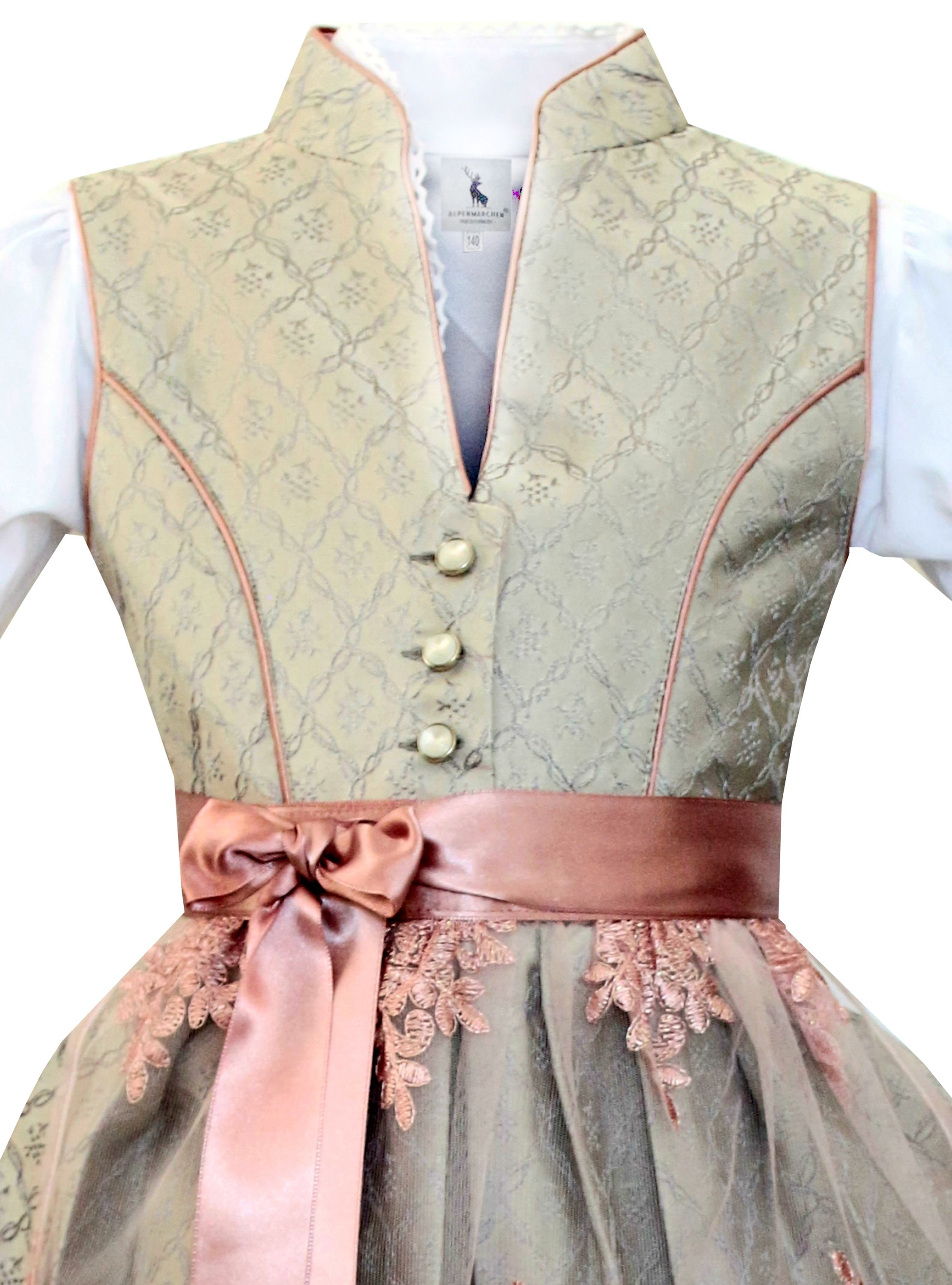 Kinderdirndl Ruby in Rosa und Grau - ALM-K966