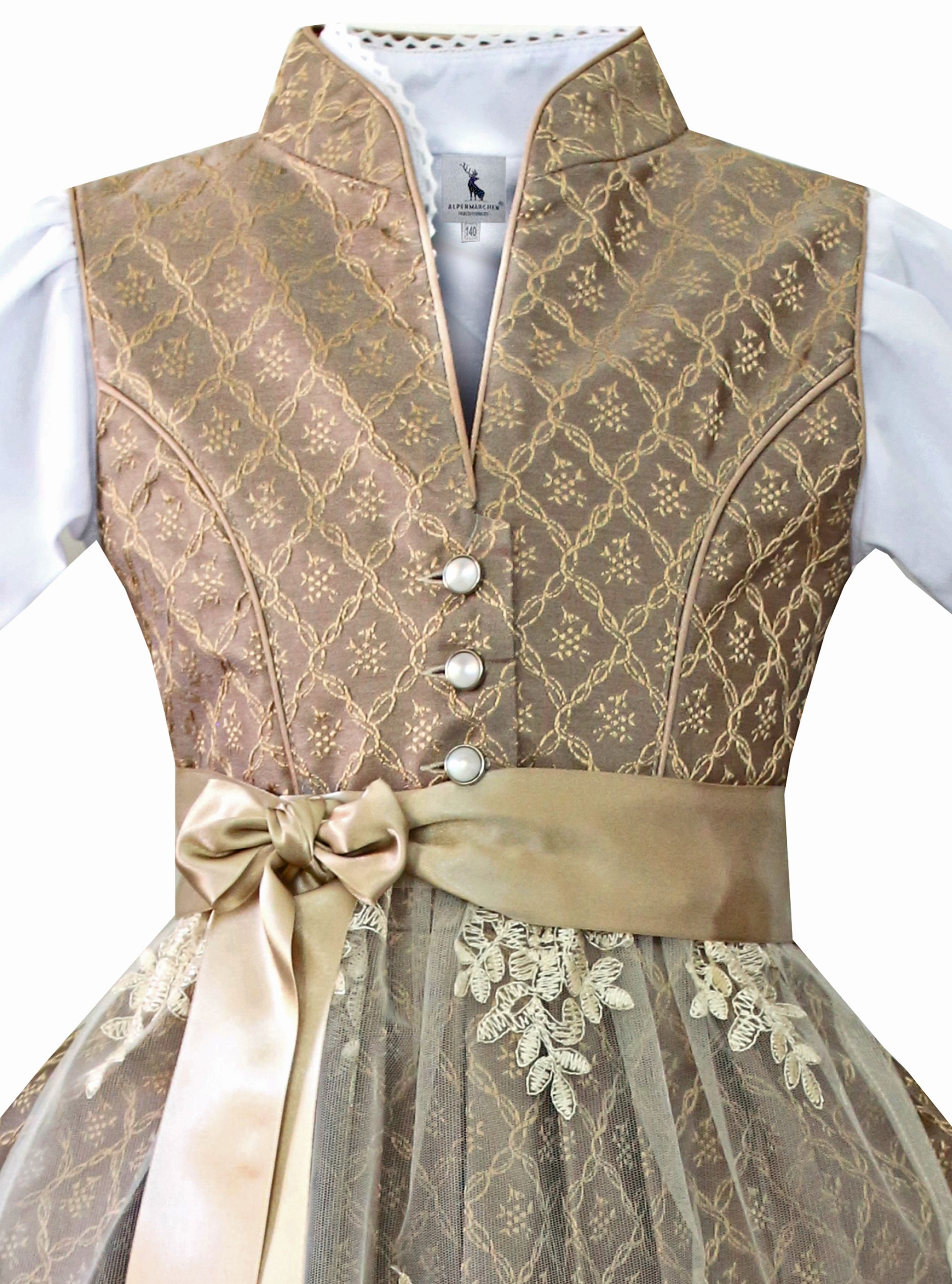 Kinderdirndl Nele in Hellbraun - ALM-K971