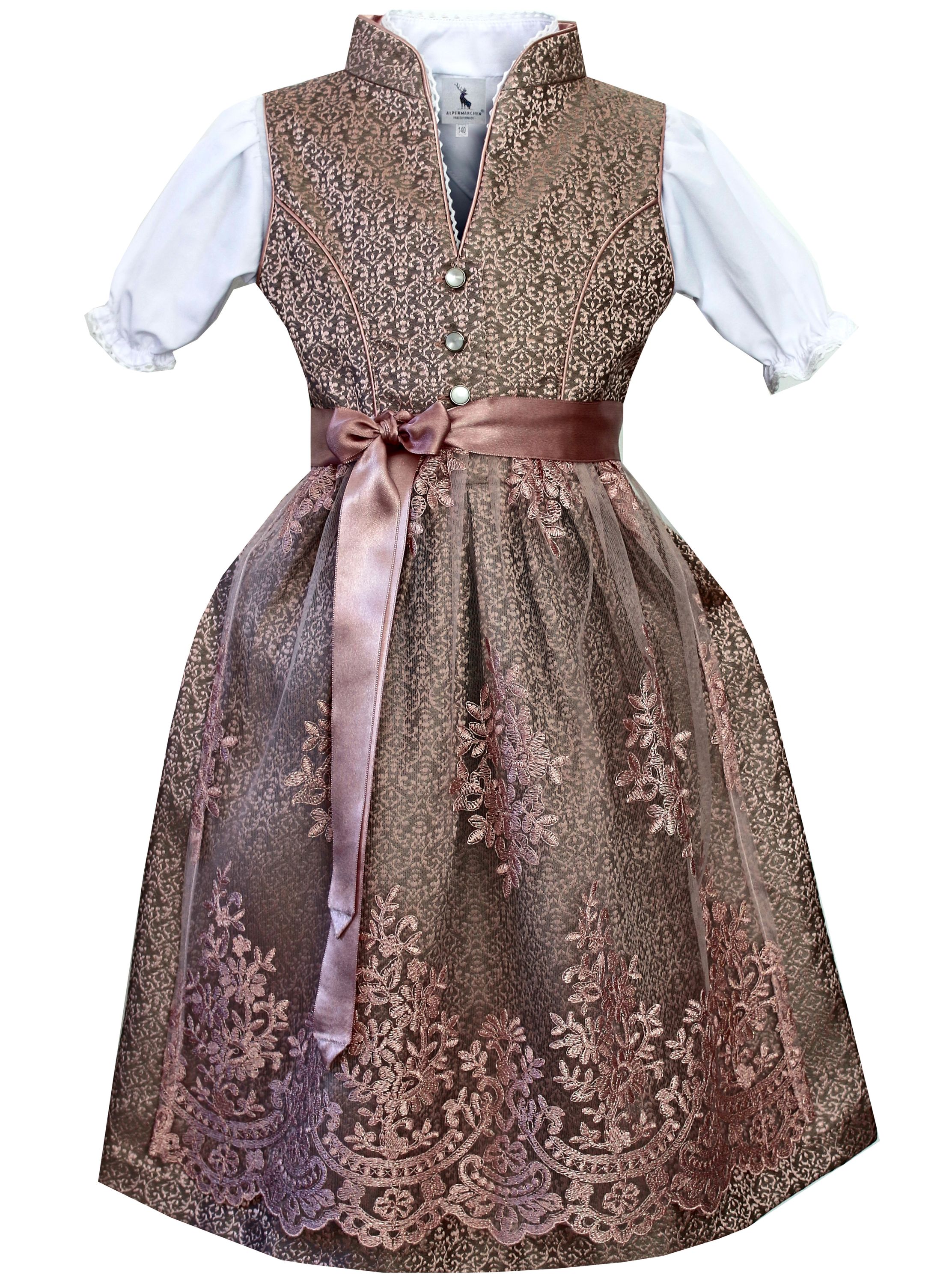 Kinderdirndl Nia in Braun - ALM-K976
