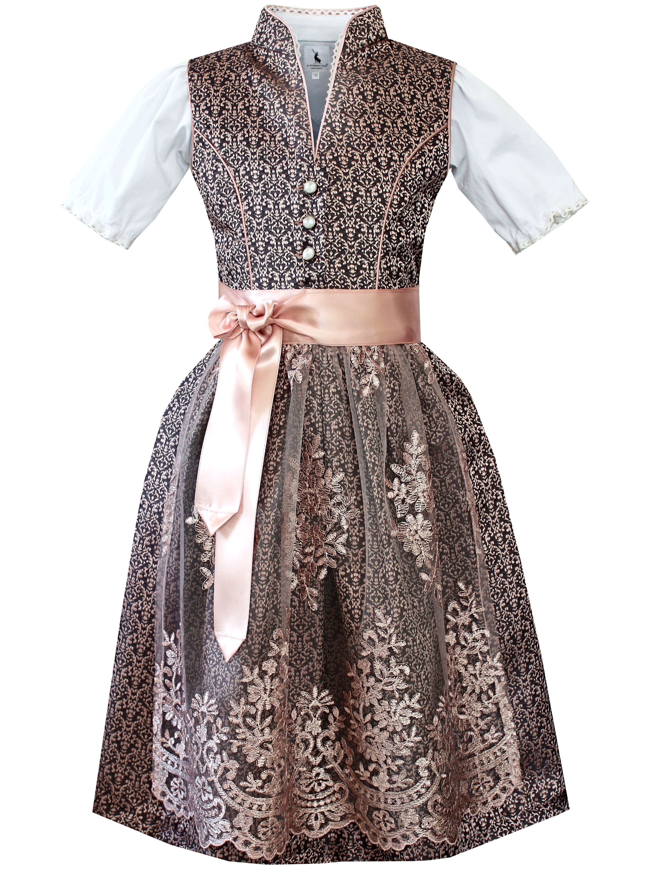 Kinderdirndl Fenja in Schwarz und Rosa - ALM-K953