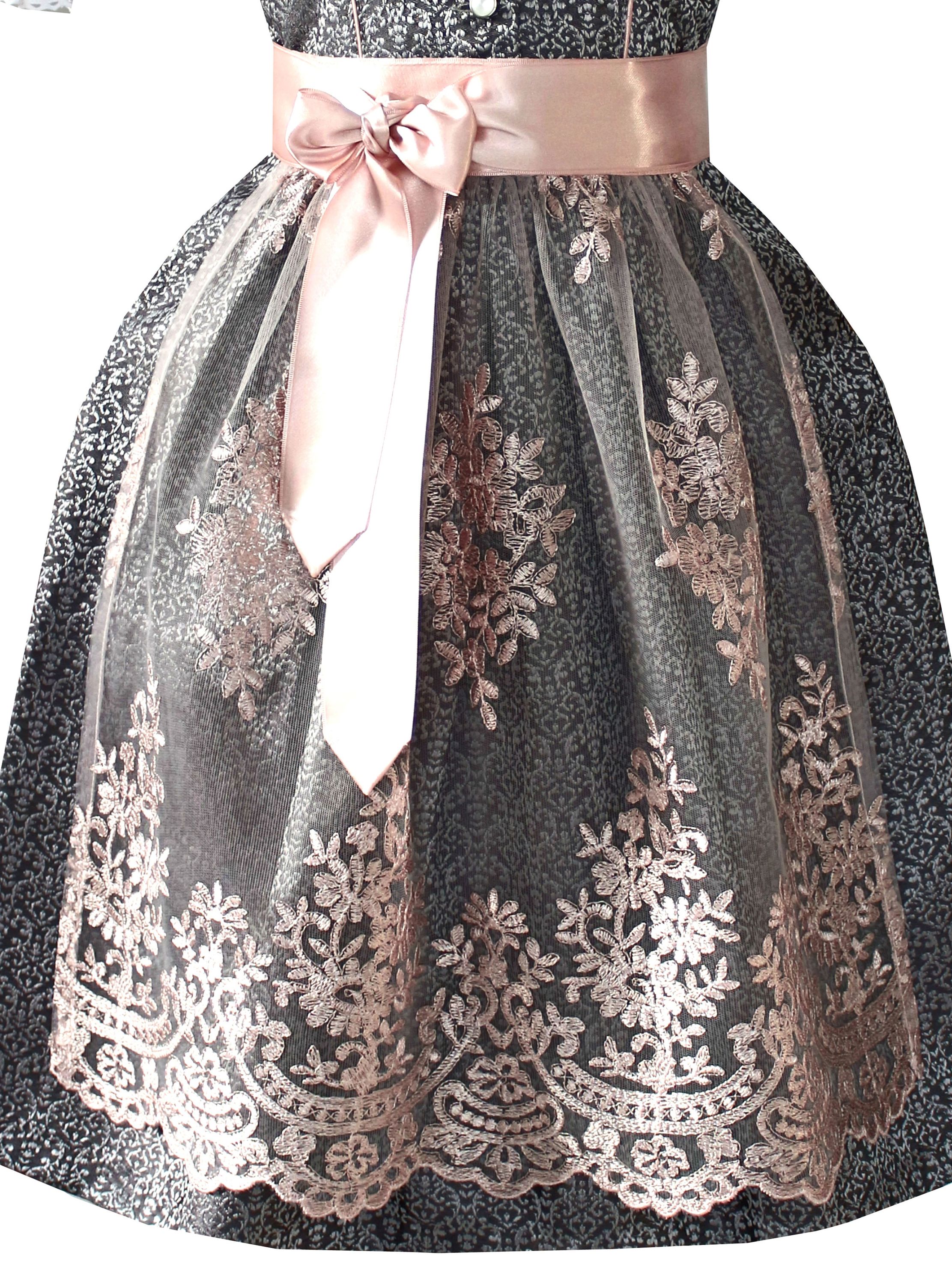 Kinderdirndl Hanni in Schwarz und Rosa - ALM-K956
