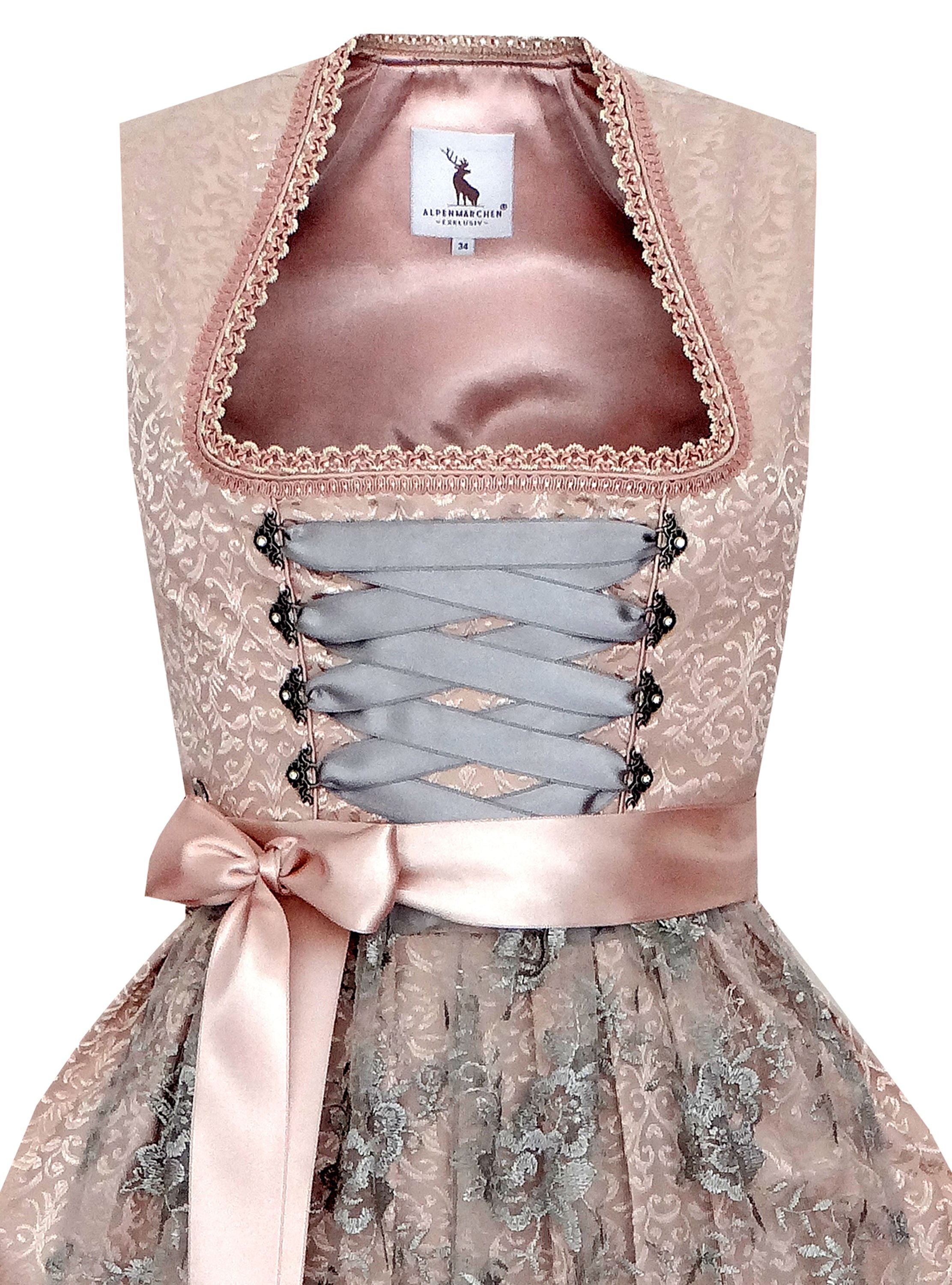 Langes Dirndl Vera in schwarz und altrosa - ALM752