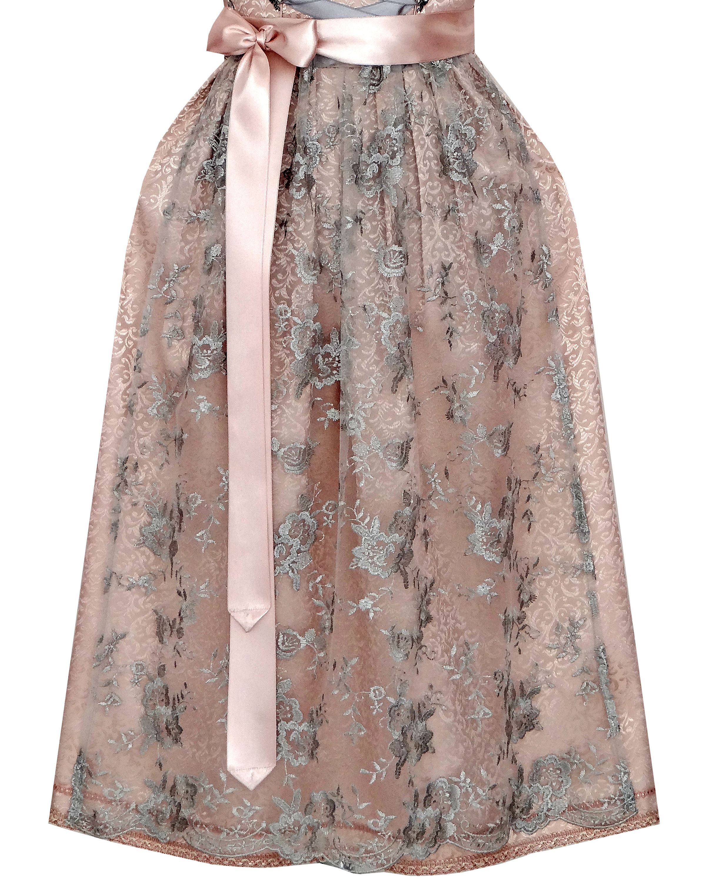 Langes Dirndl Vera in schwarz und altrosa - ALM752