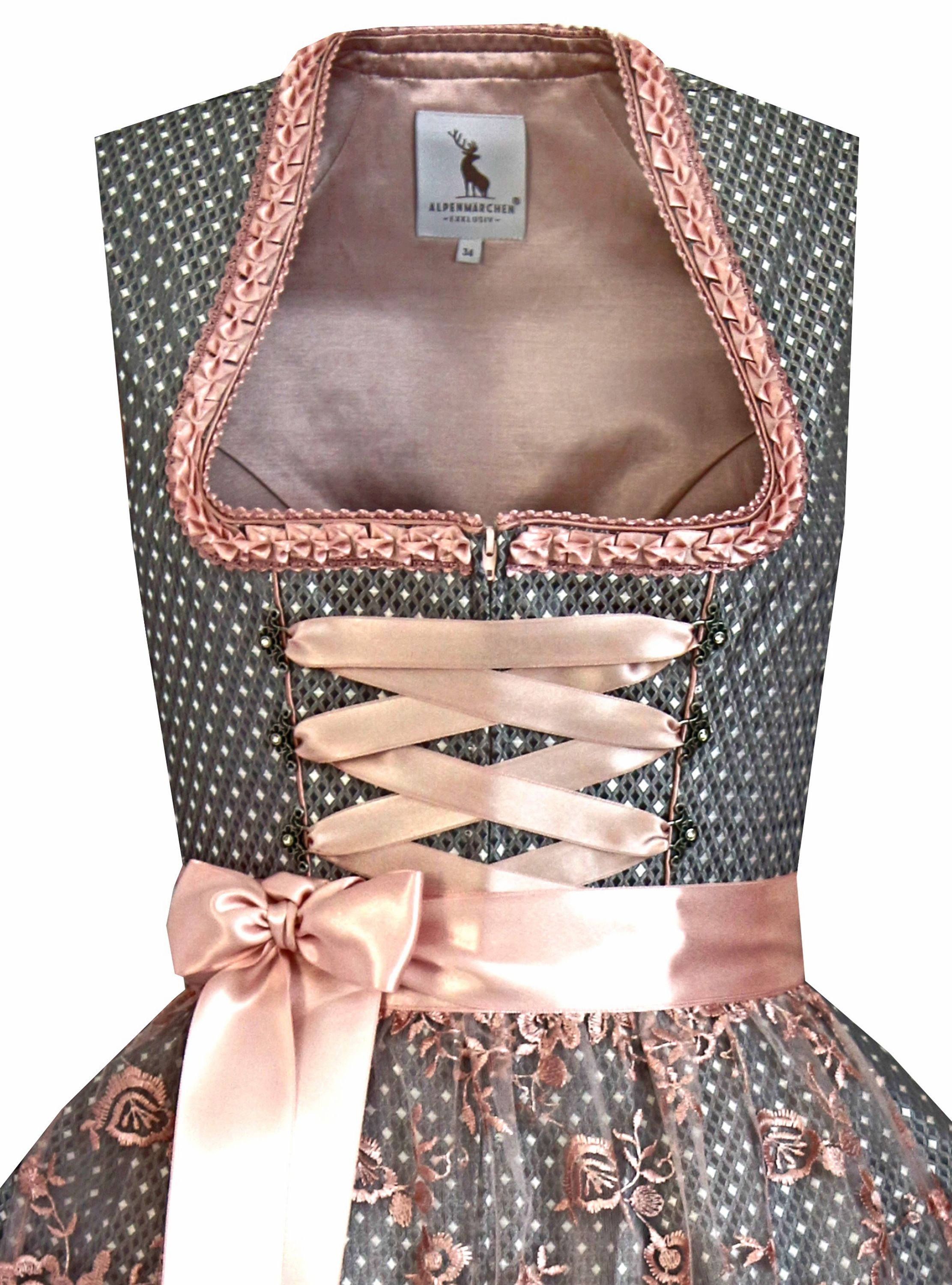 Dirndl Tilda in grau und rosa - ALM789