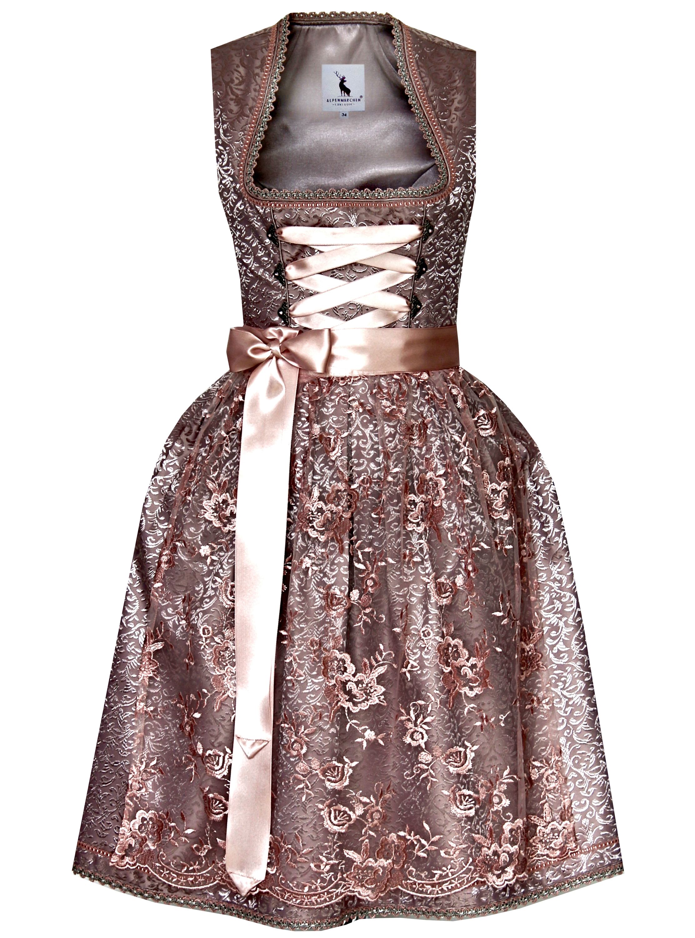 Midi Dirndl aus Exklusiver Kollektion inkl. Spitzenschürze Gr.32-50 - ALM790