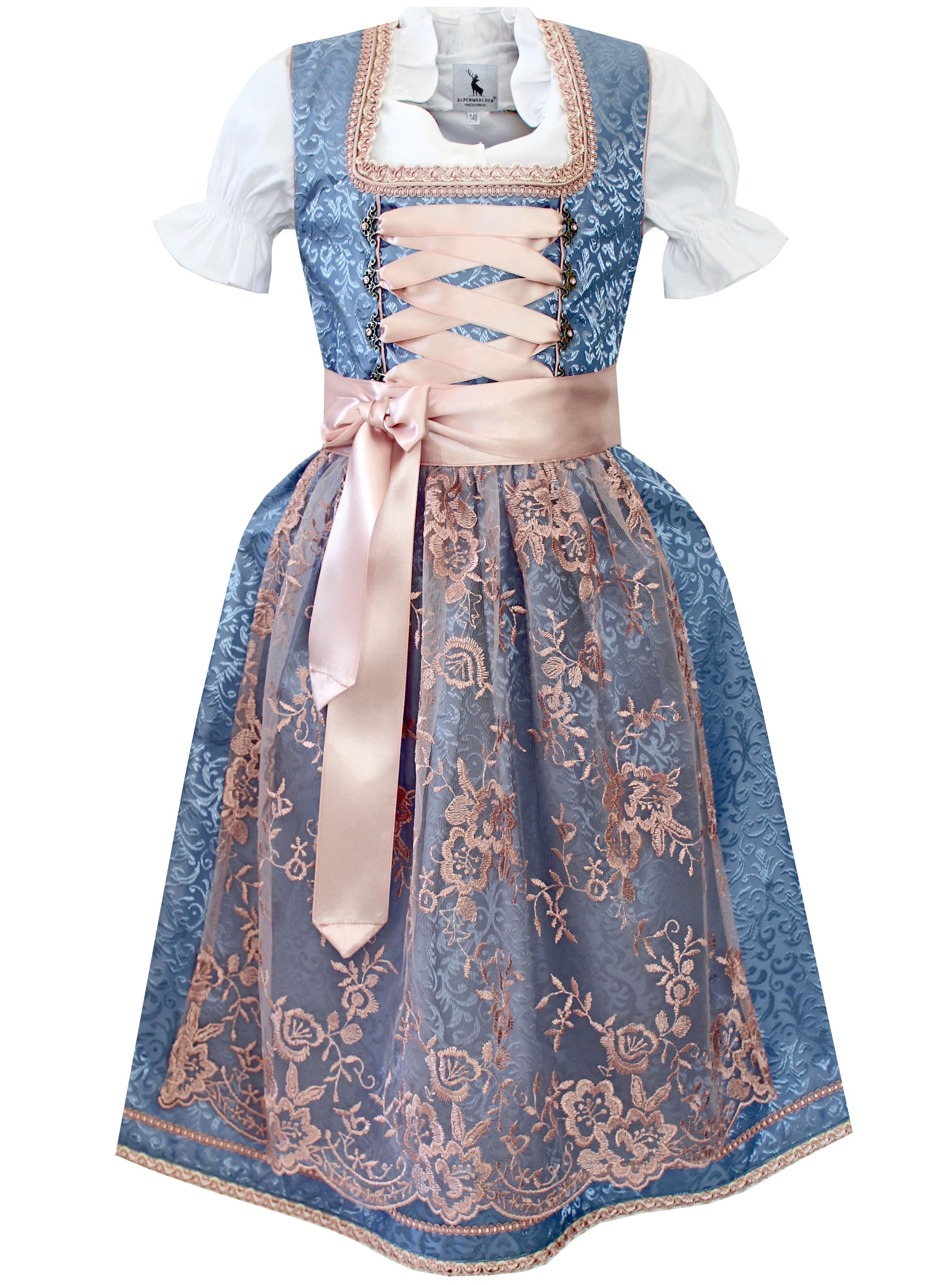 Alpenmärchen Kinderdirndl aus exklusiver Kollektion inkl. Schürze und Bluse - ALM-K947