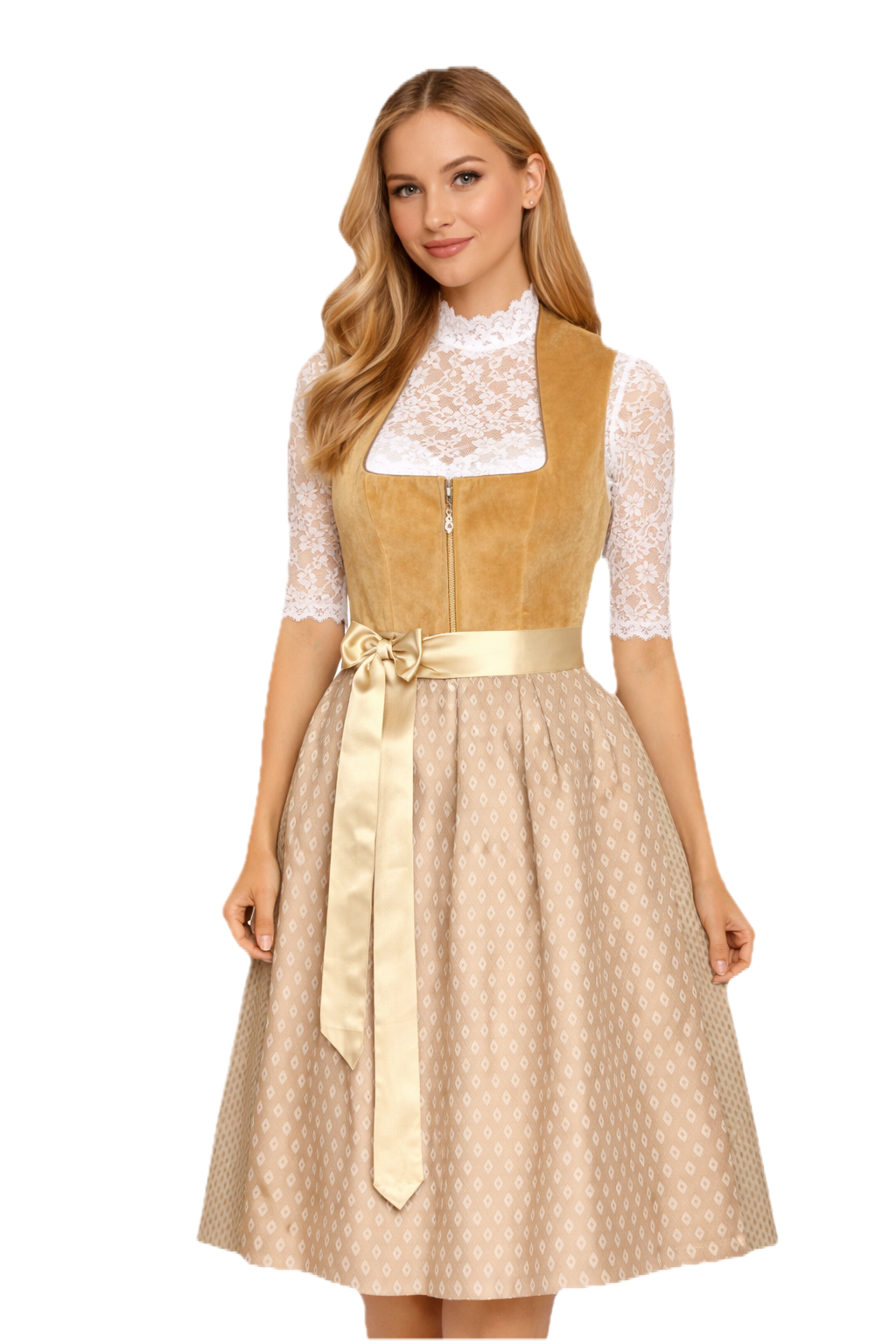 Dirndl Adriana in hellbraun - ALM1034