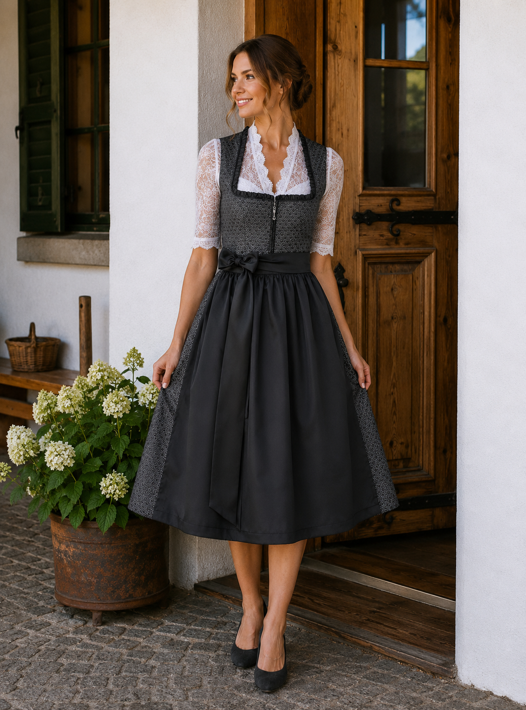 Midi Dirndl Liane in Anthrazit - ALM1058