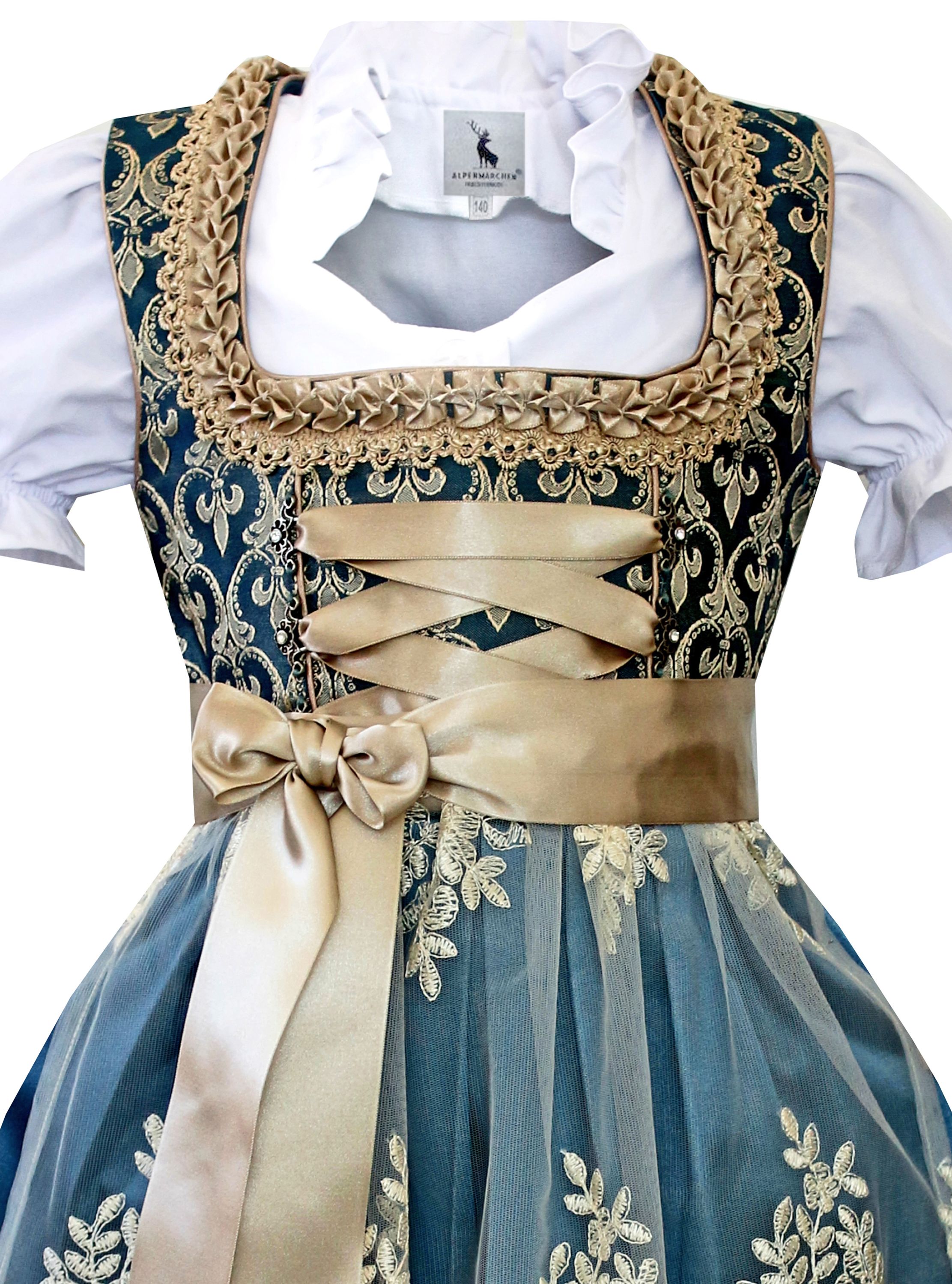 Kinderdirndl Johanna in Blau - ALM-K910
