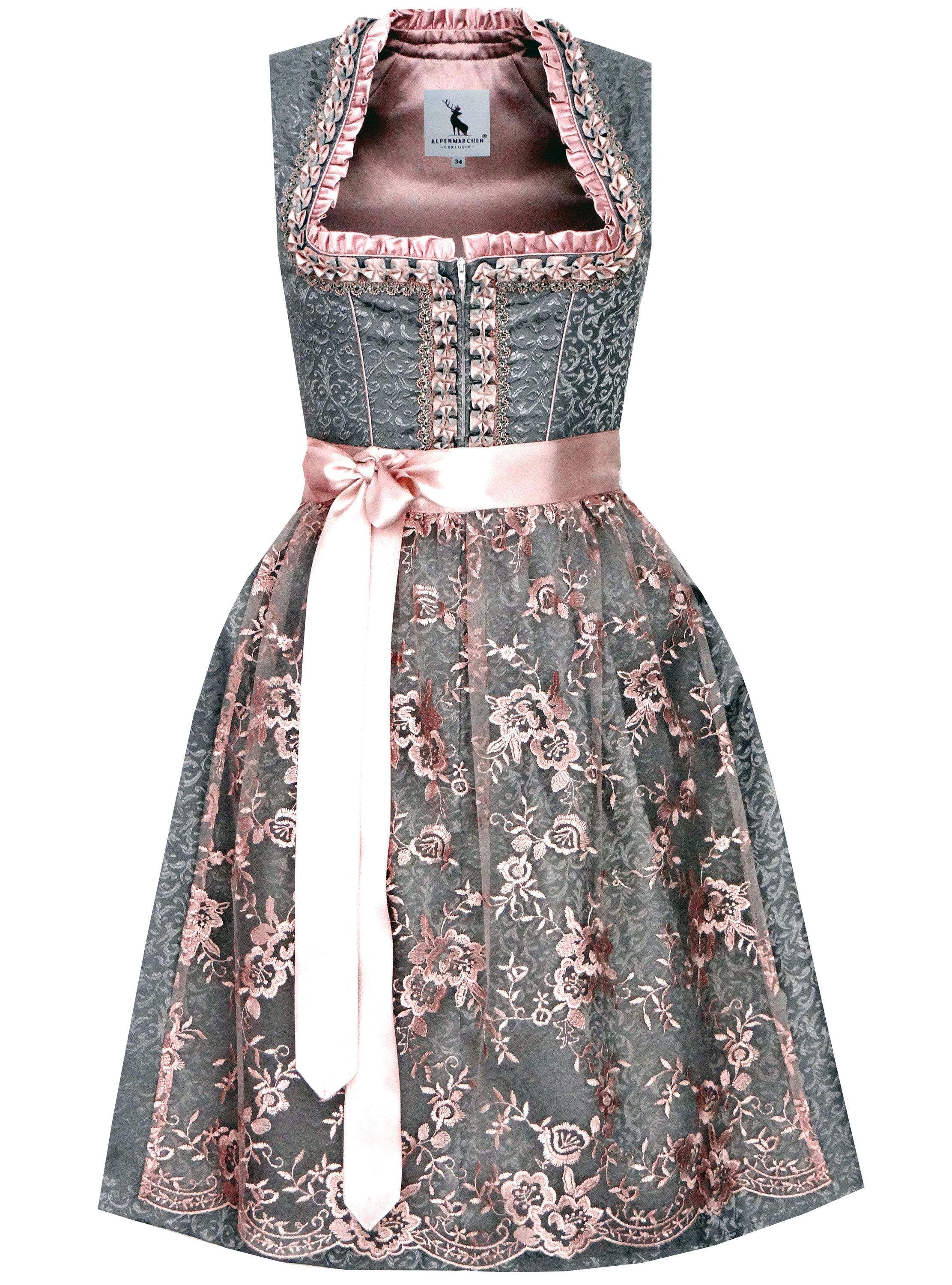 Dirndl Marlies in Grau und Altrosa - ALM779