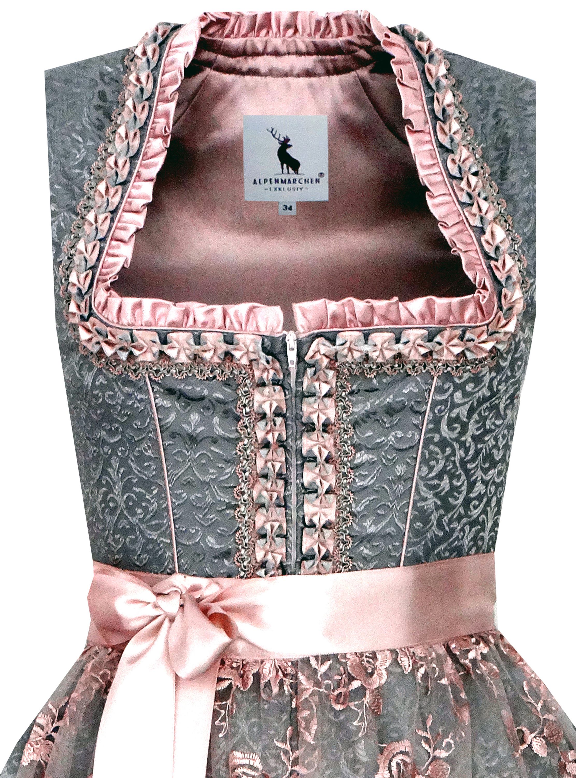 Dirndl Marlies in Grau und Altrosa - ALM779
