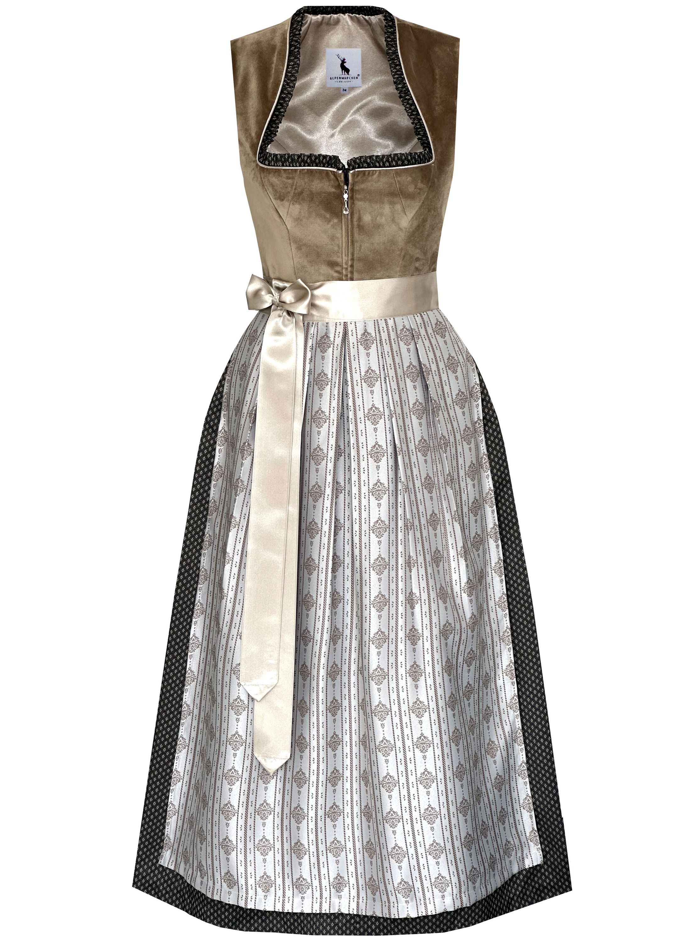 Langes Dirndl Adele in braun - ALM1030