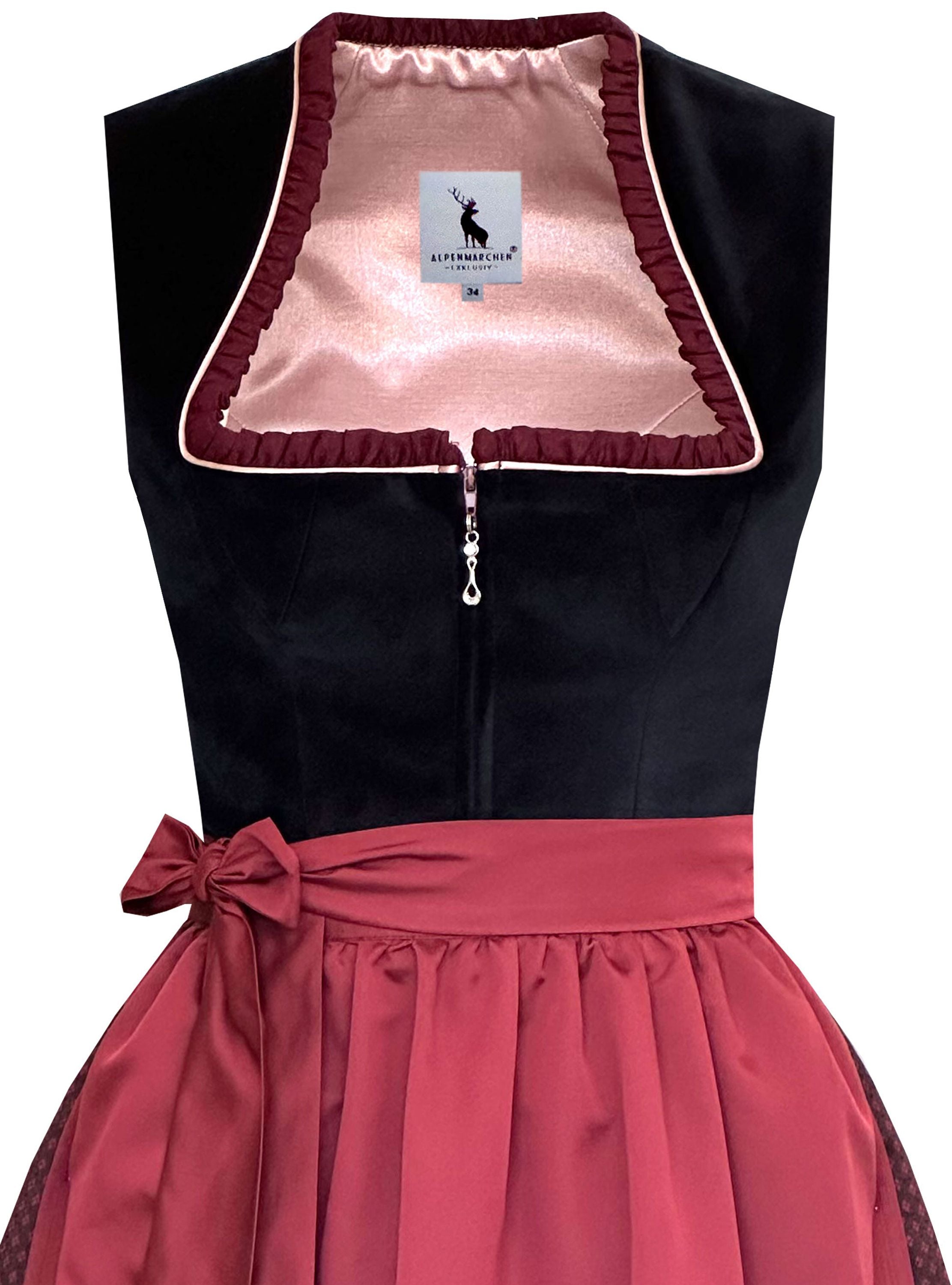 Dirndl Sibylle in schwarz und kirschrot - ALM1032