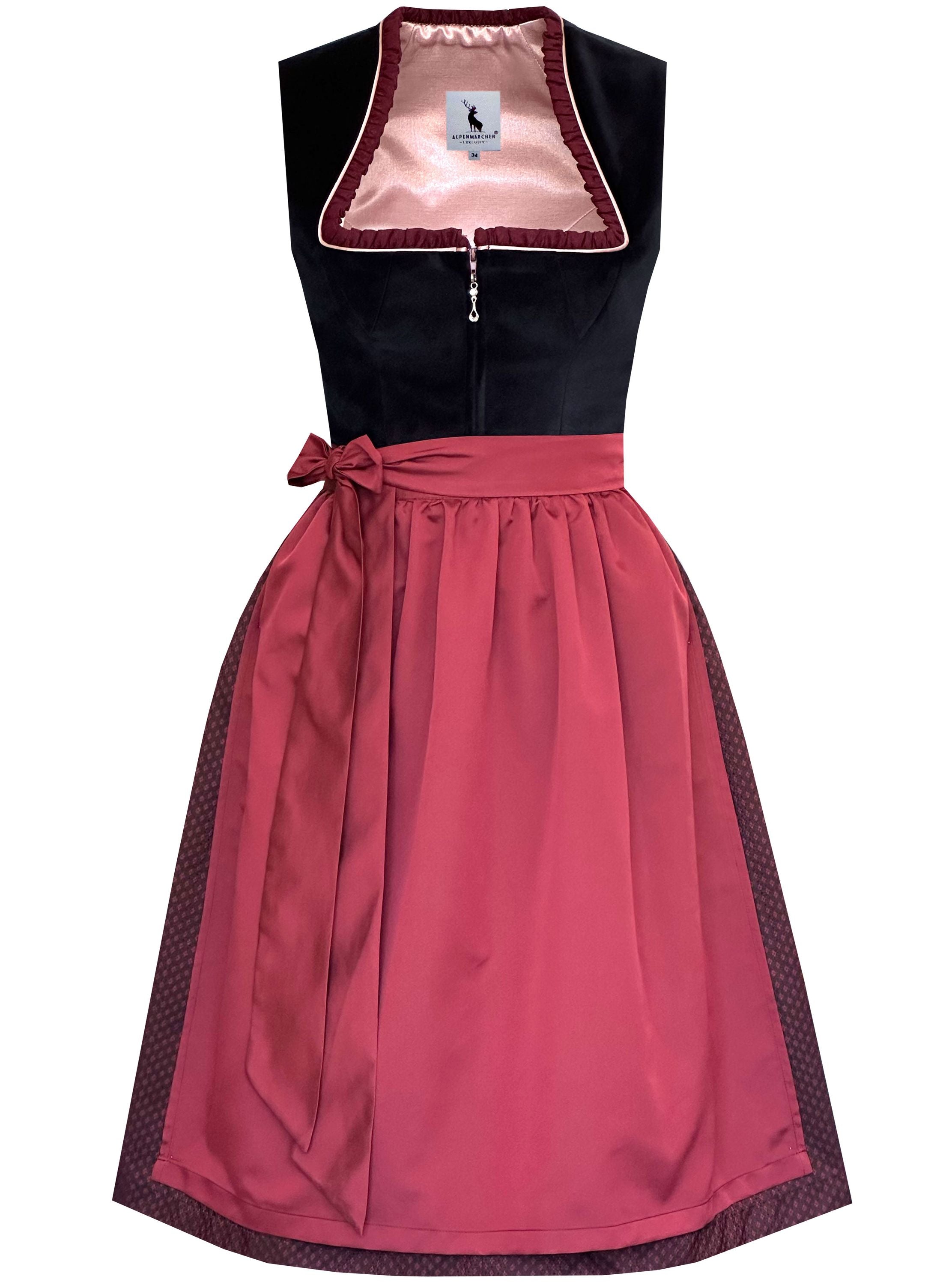 Dirndl Sibylle in schwarz und kirschrot - ALM1032