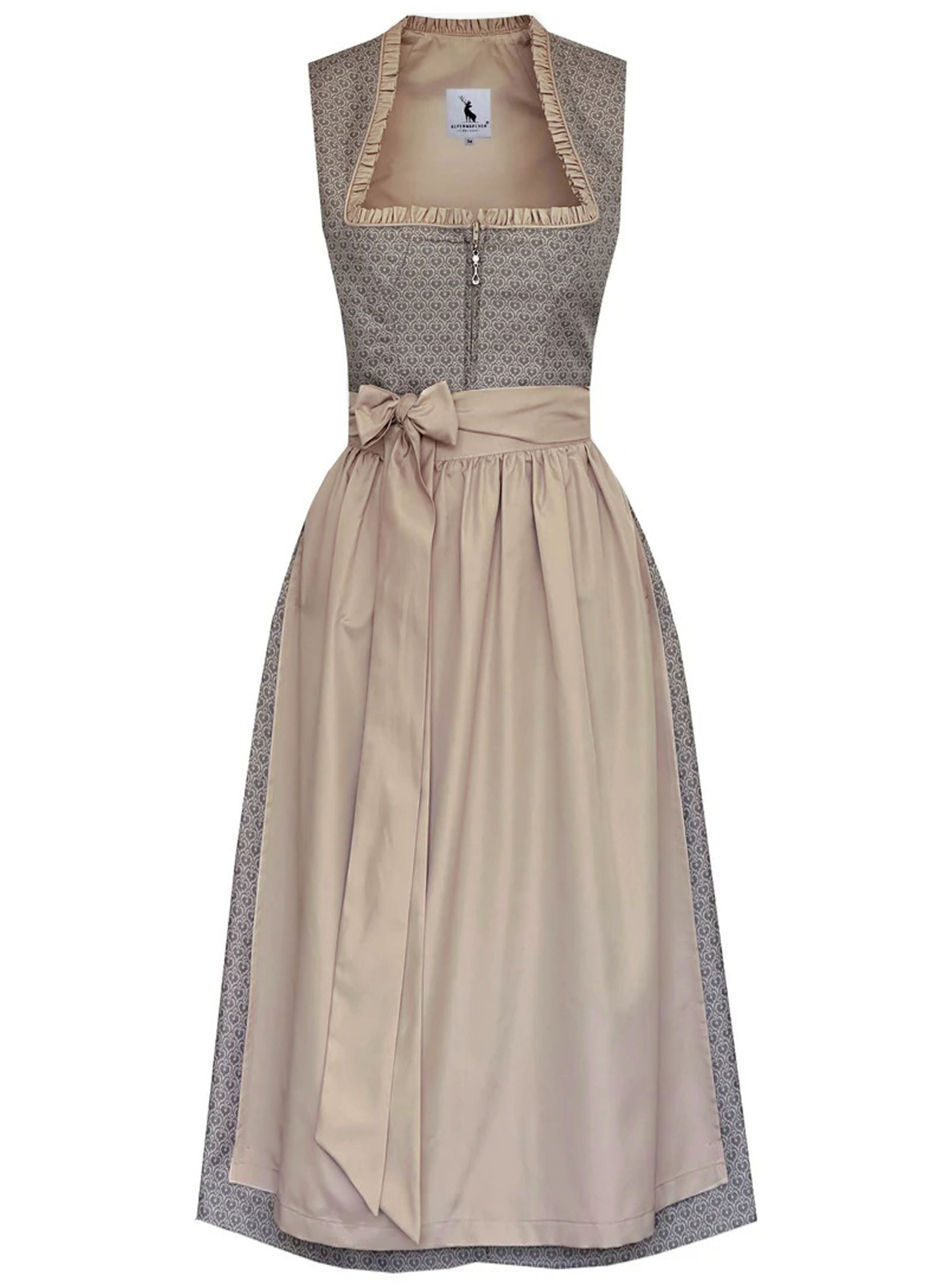 Langes Dirndl Avelina in grau und creme - ALM1073