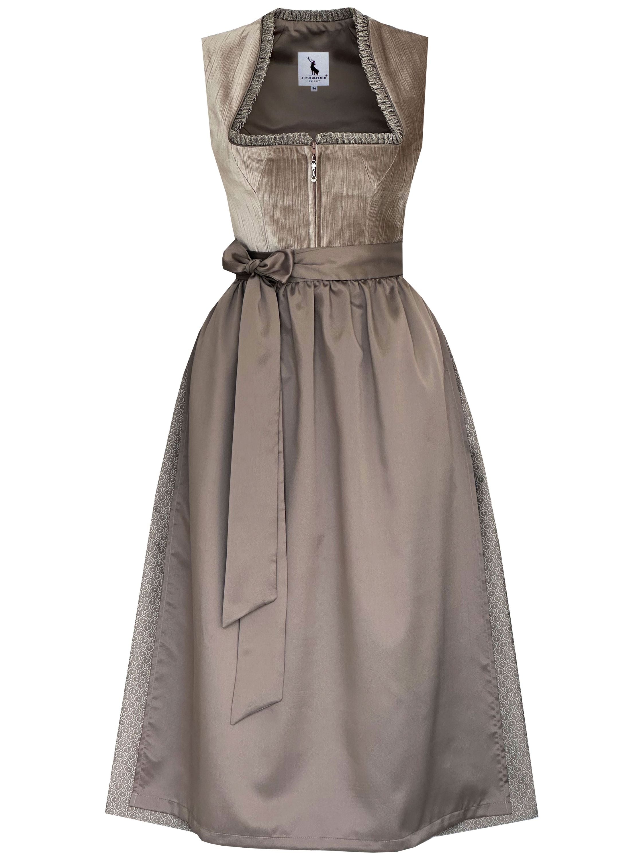 Langes Dirndl Adele in braun - ALM1076